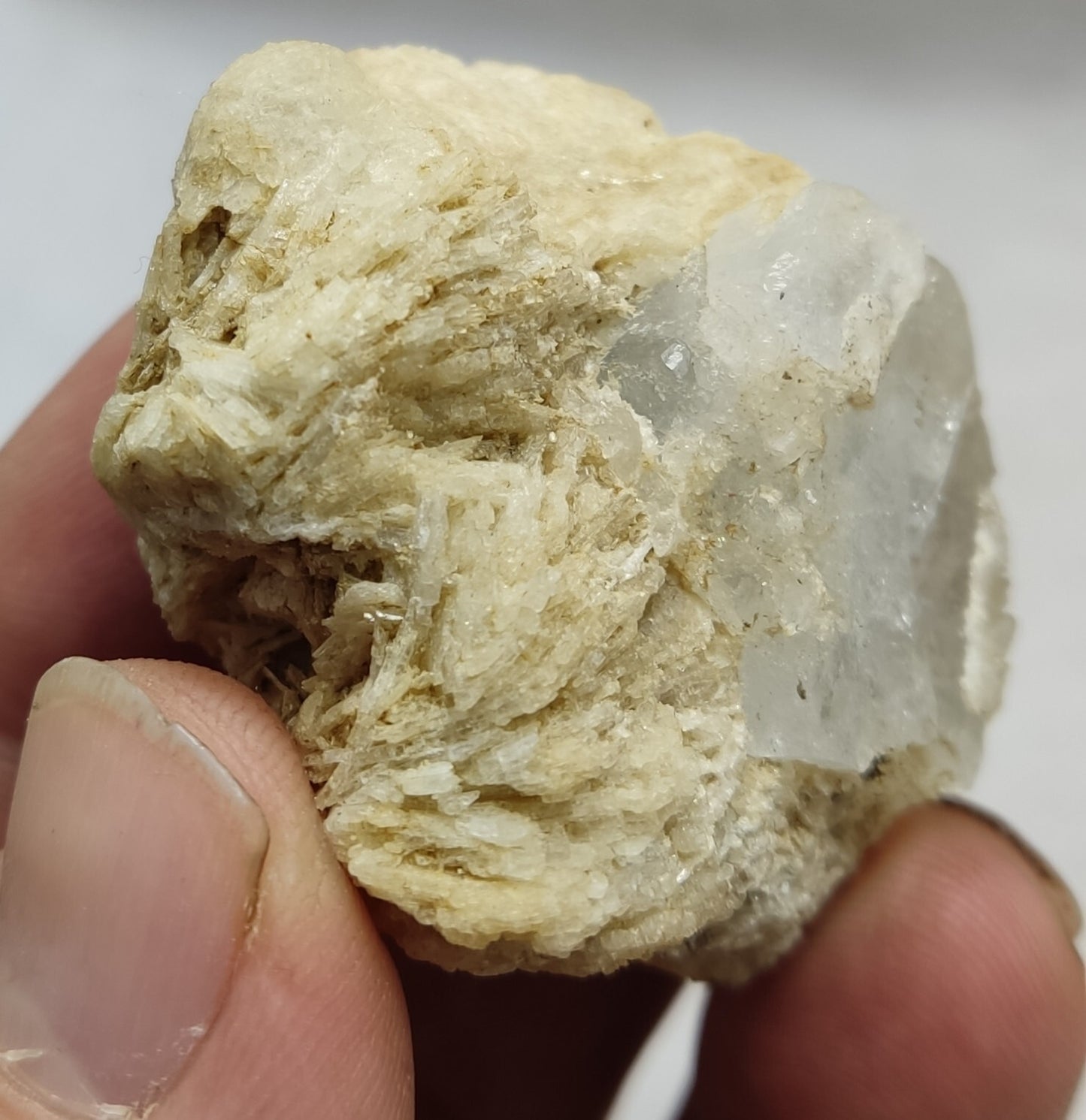 An Aesthetic specimen of beryl variety Goshenite crystal on matrix 43 grams