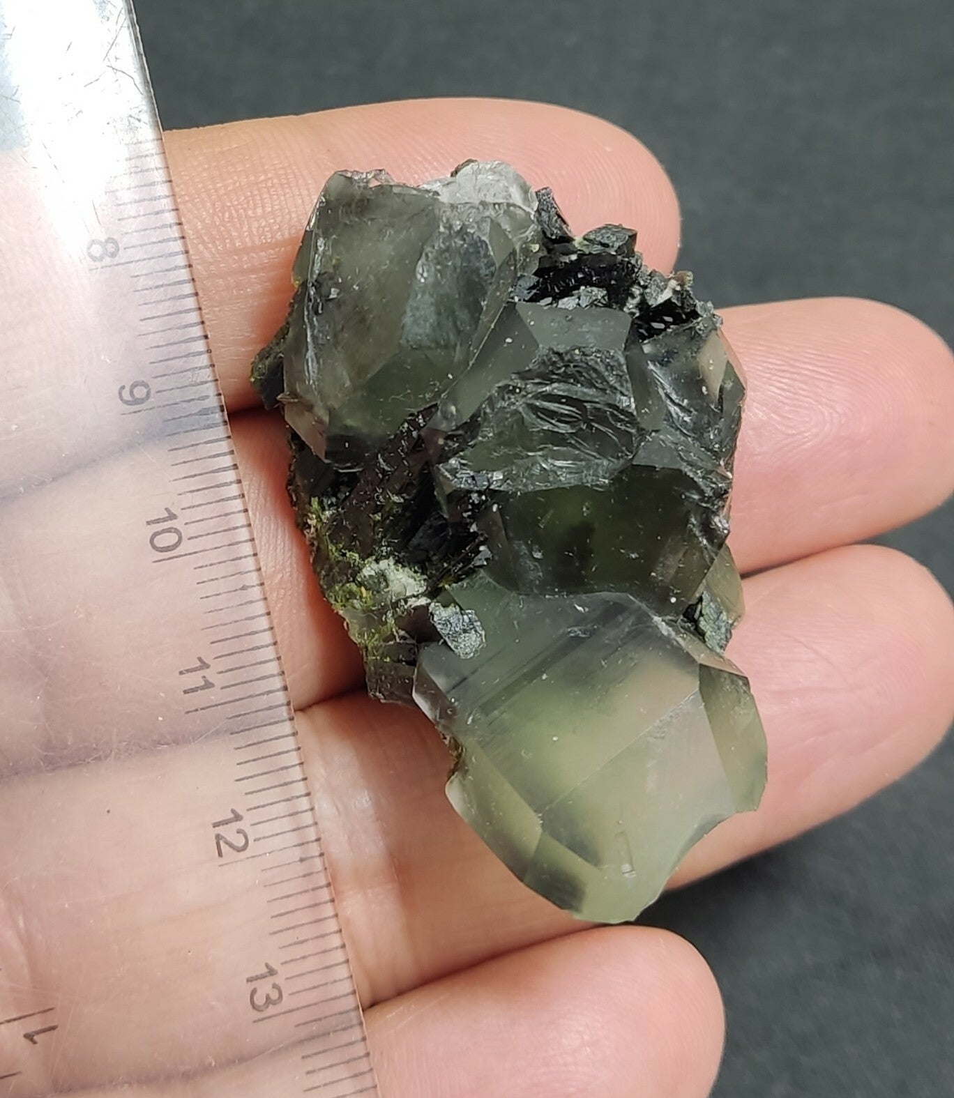 An aesthetic specimen of Epidote quartz cluster 36 grams