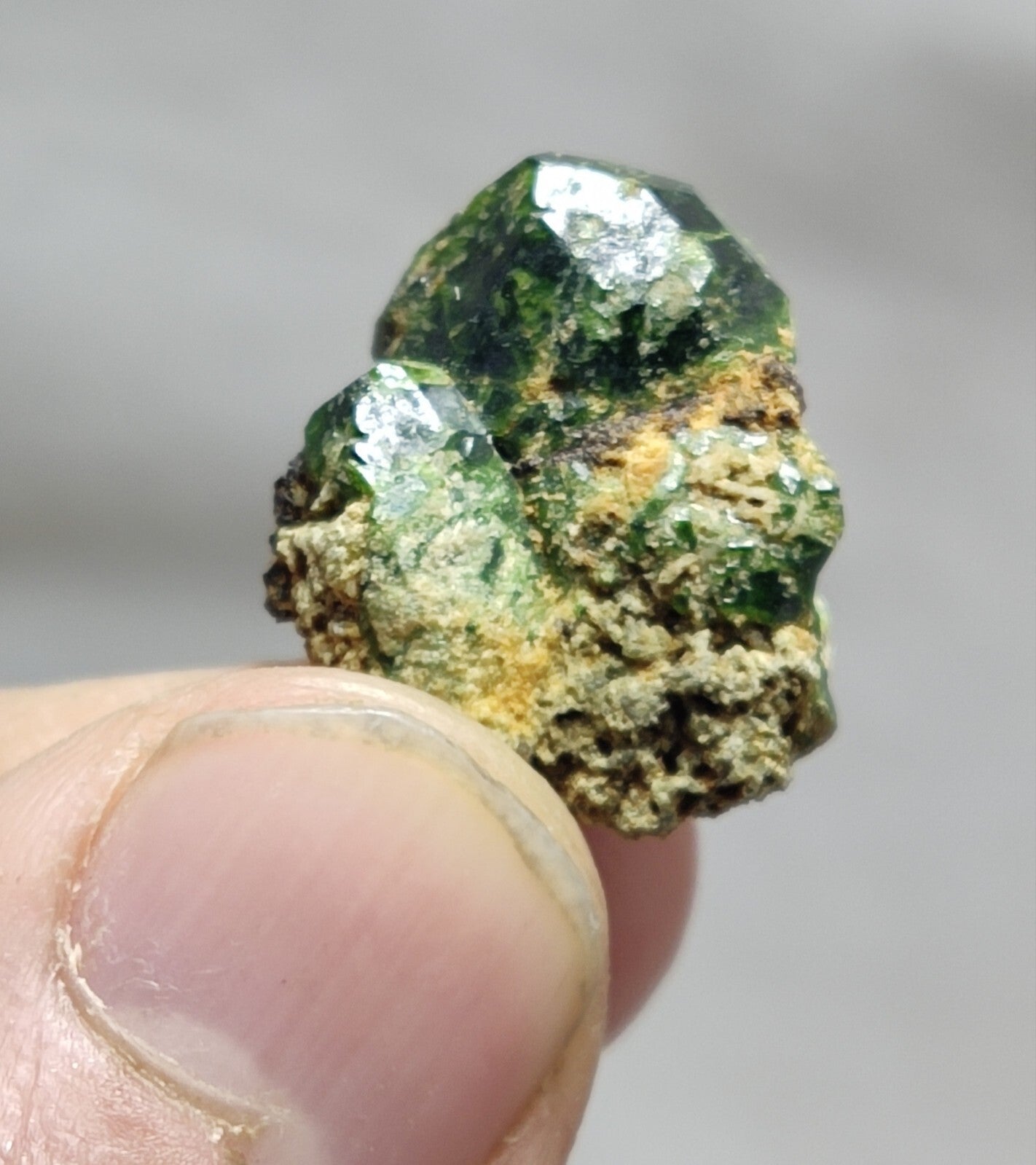 An Aesthetic specimen of garnet variety demantoid crystal 7  grams