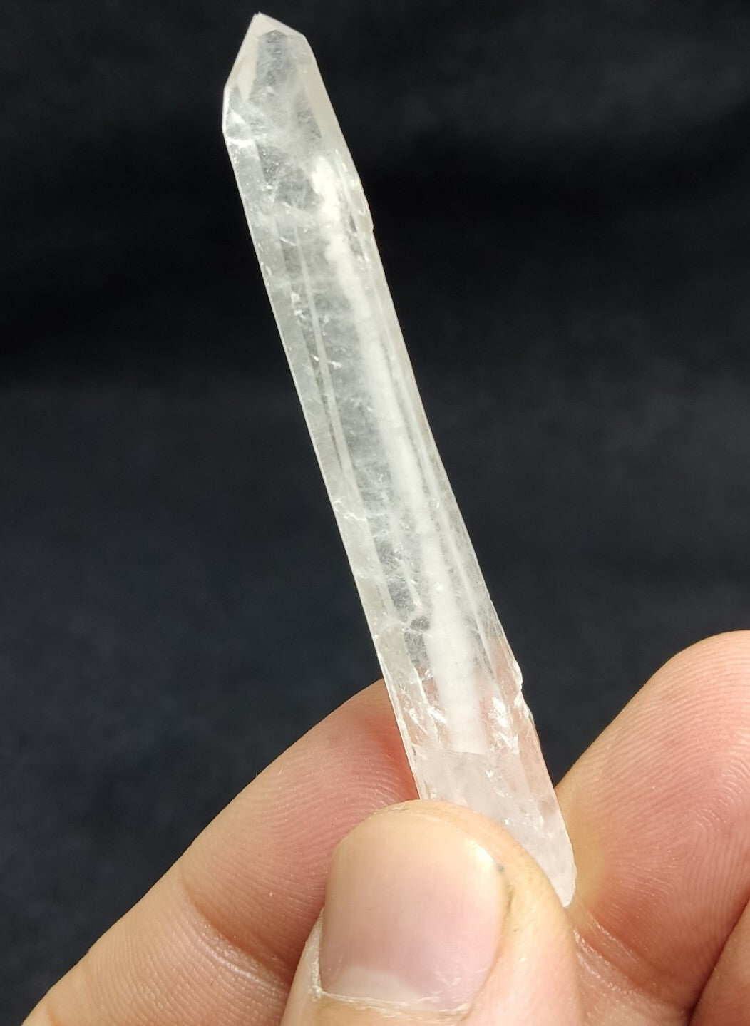 An Aesthetic elongated terminated specimen of Faden Quartz crystal 8 grams
