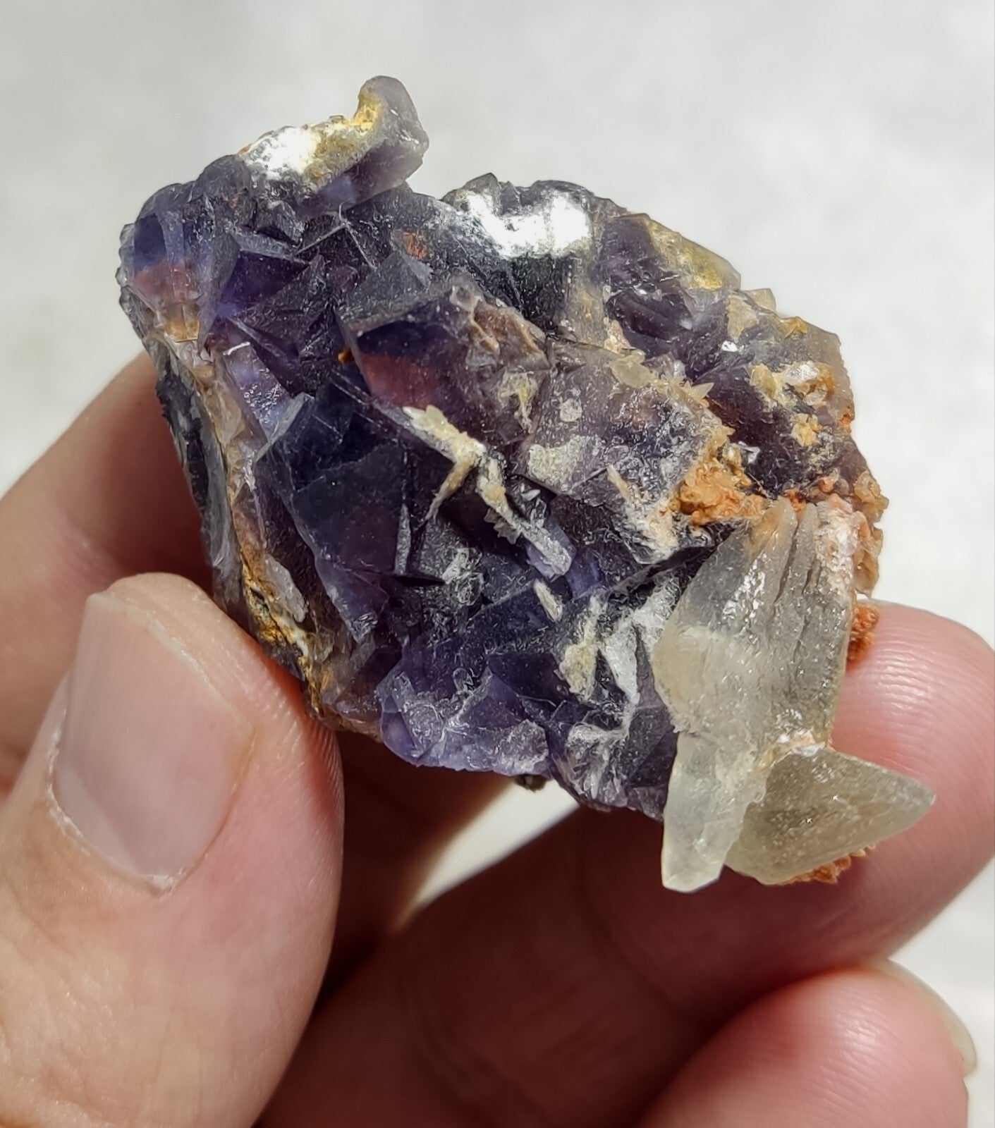 Small Purple Fluorite With Calcite 46 grams