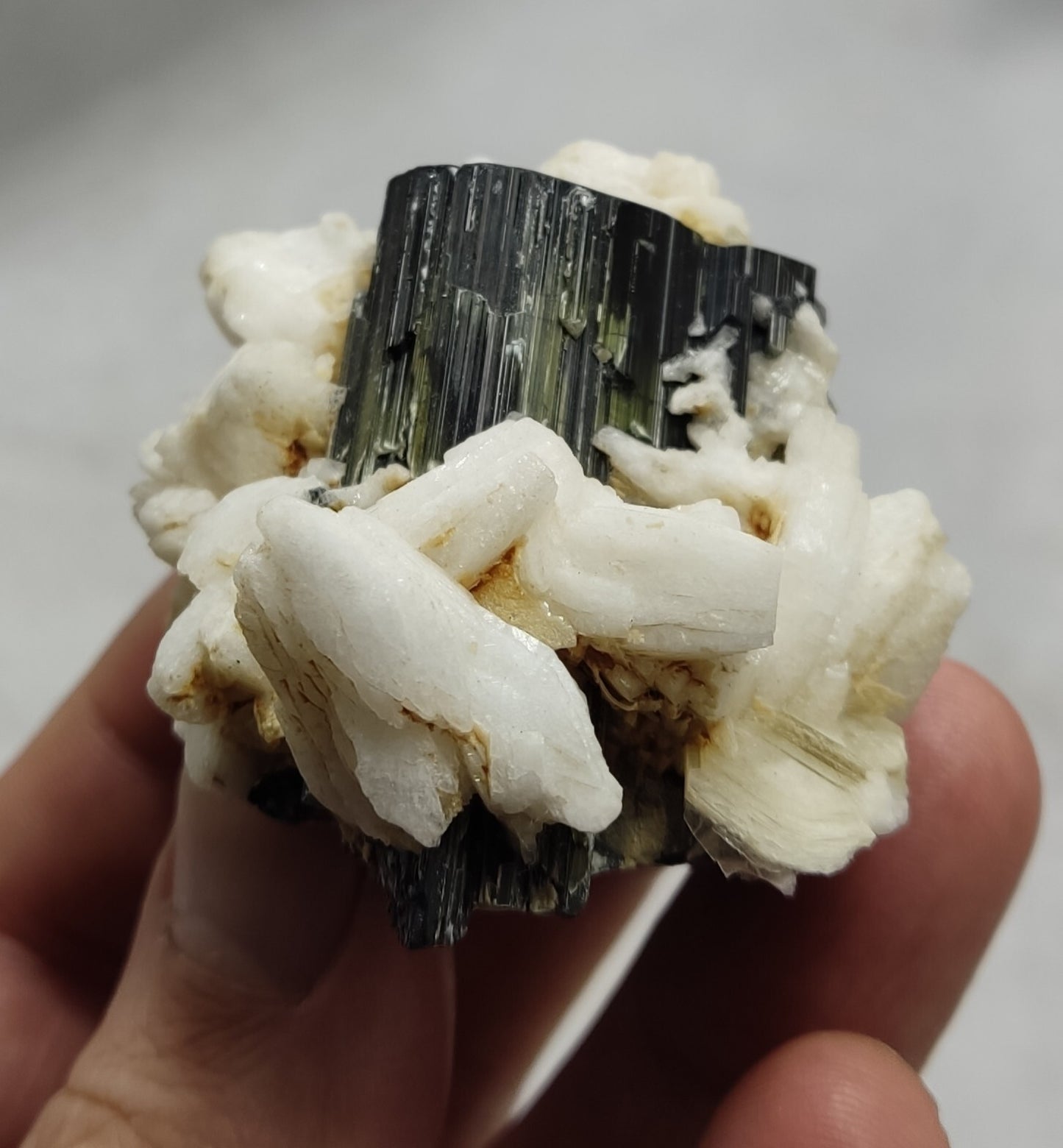 An Aesthetic Natural black Tourmaline specimen with albite 90 grams