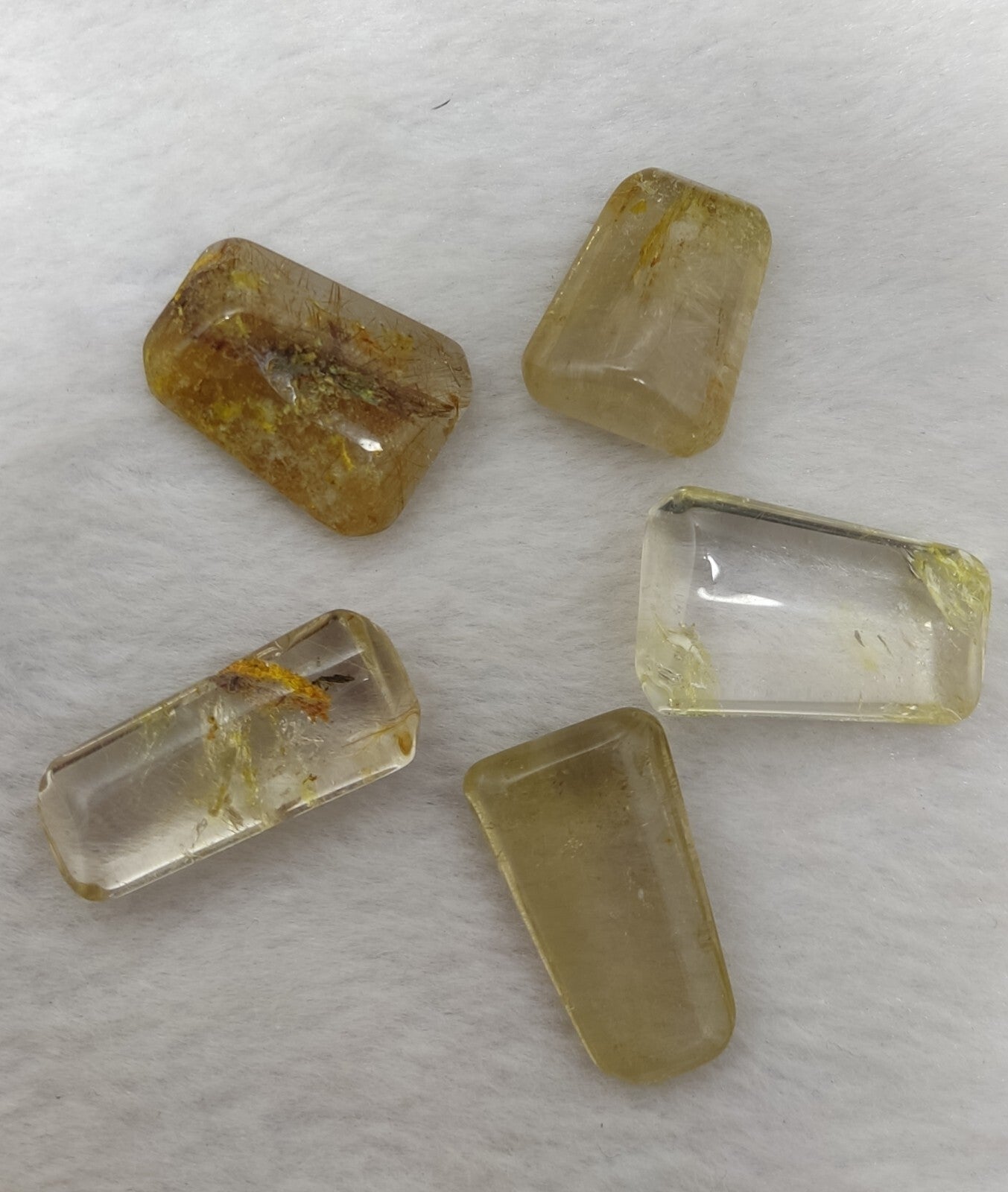 An amazing lot of Rutilated polished quartz tumbles 45 grams