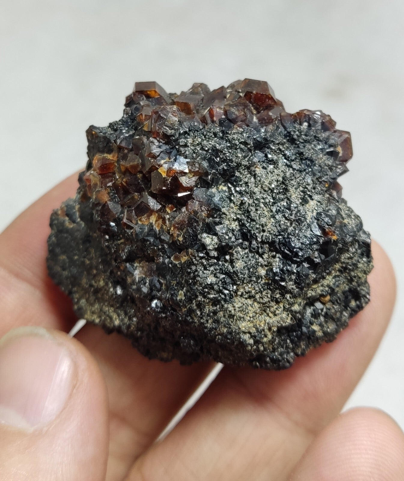An Aesthetic specimen of andradite garnets on matrix 71 grams