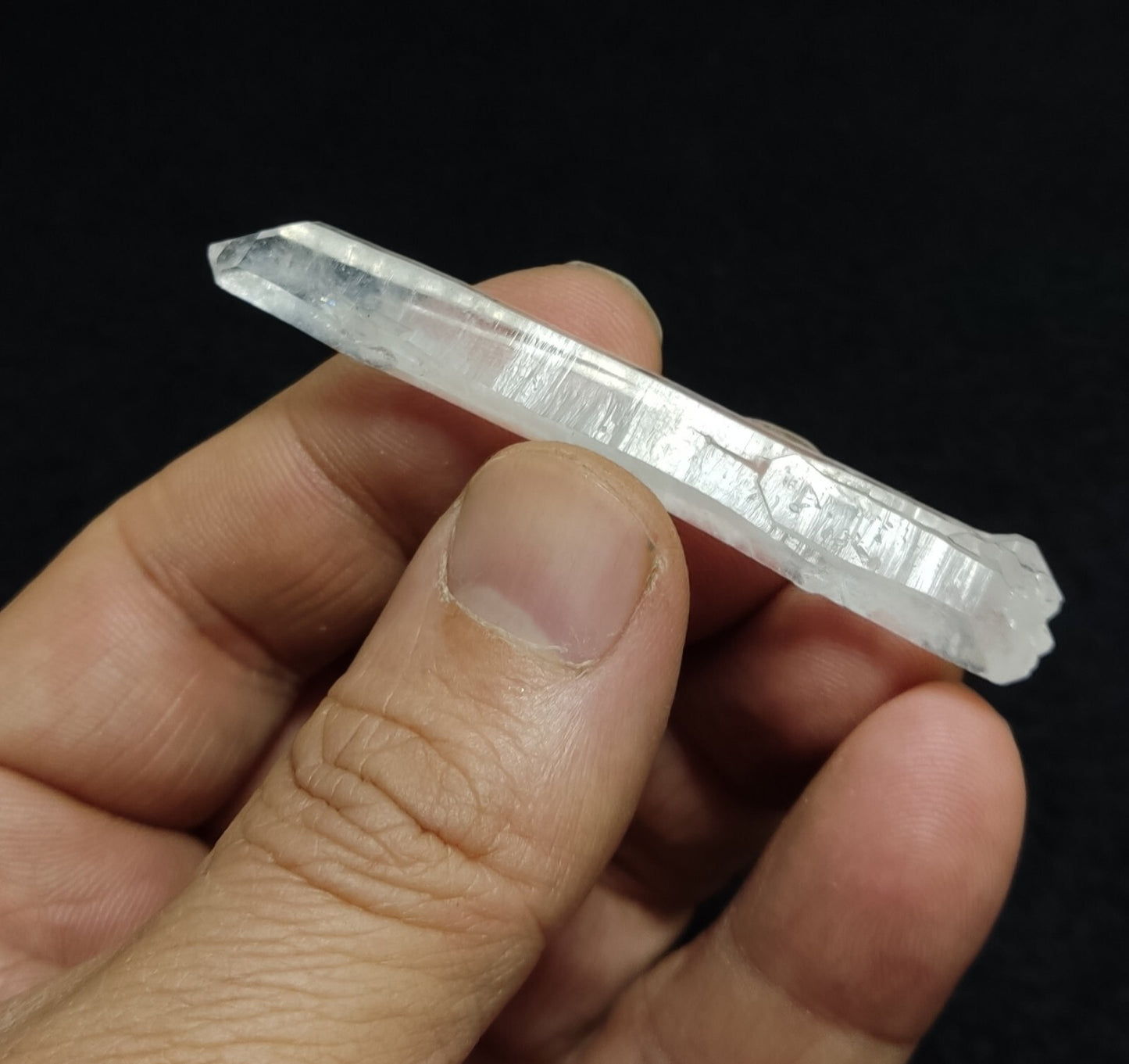 An Aesthetic elongated terminated specimen of Faden Quartz crystal 8 grams
