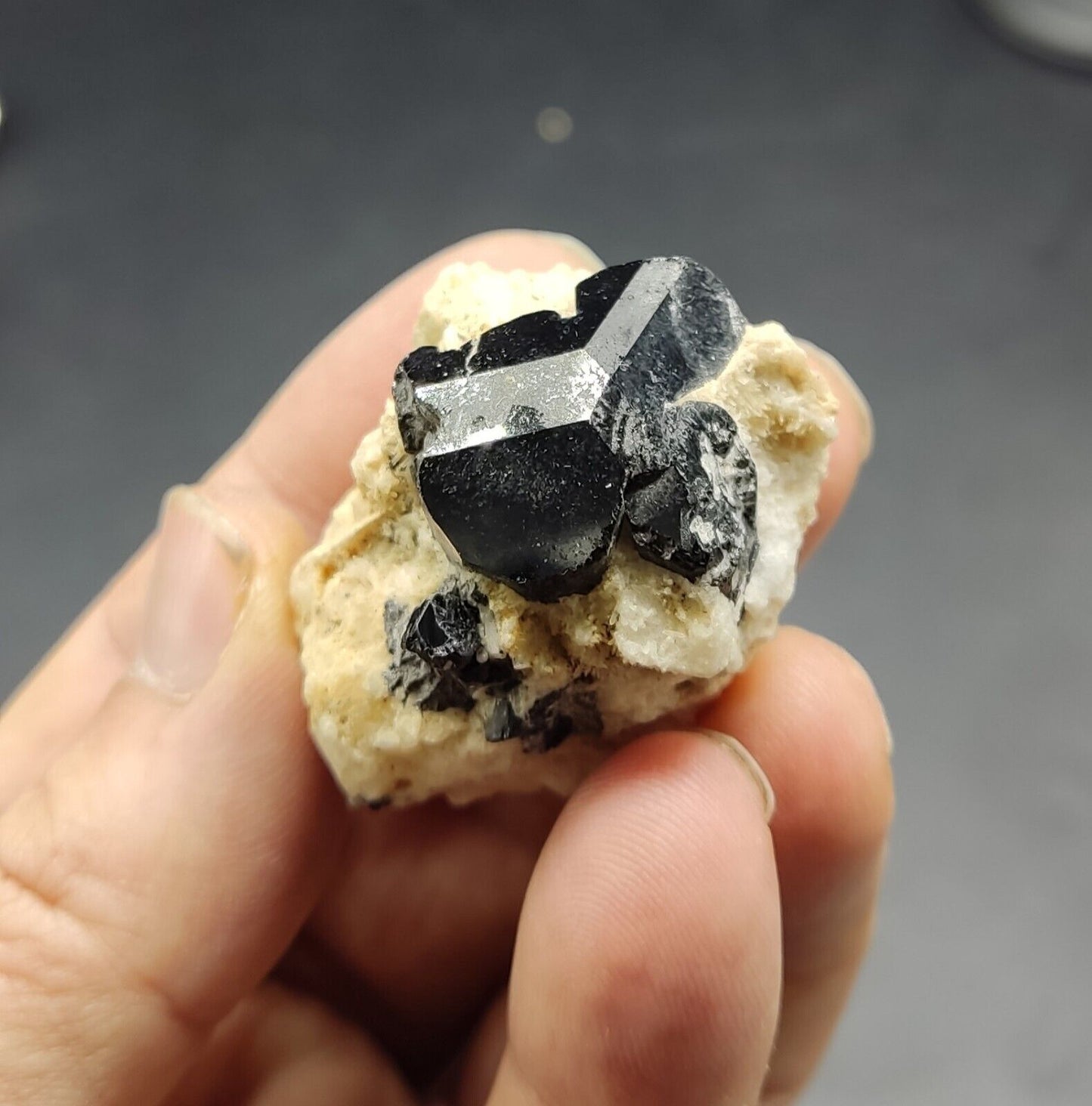 An aesthetic specimen of black tourmaline crystal on matrix 21 grams