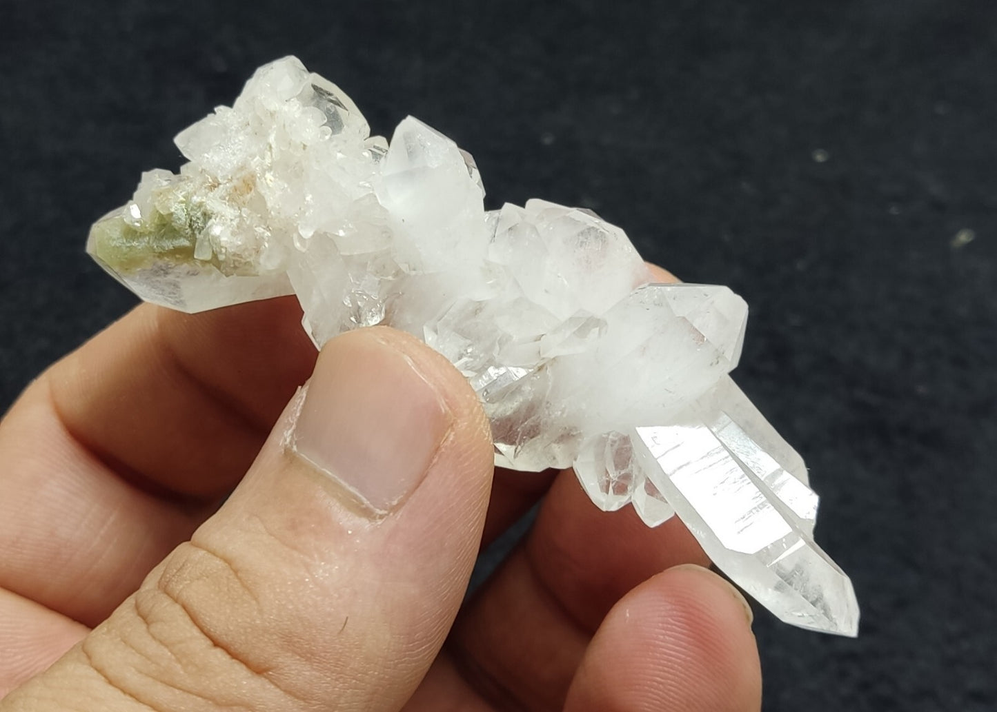 An Aesthetic specimen of Quartz cluster with chlorite spots 29 grams