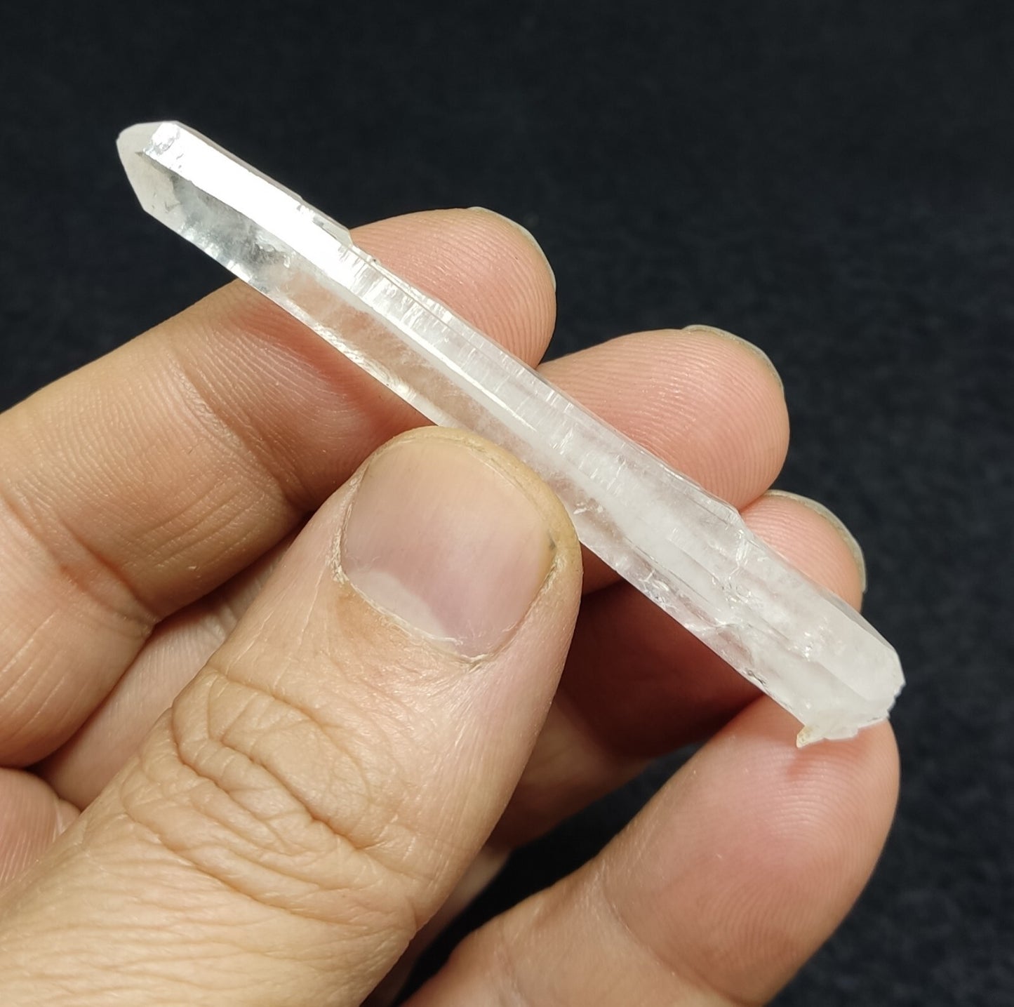 An Aesthetic elongated terminated specimen of Faden Quartz crystal 8 grams