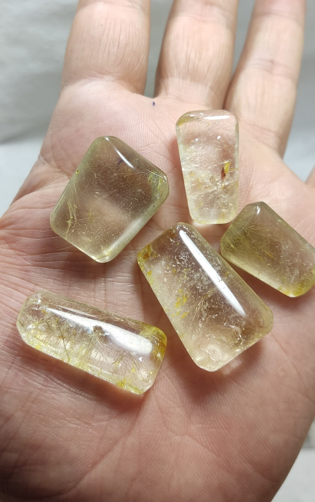 An amazing lot of Rutilated polished quartz tumbles 45 grams