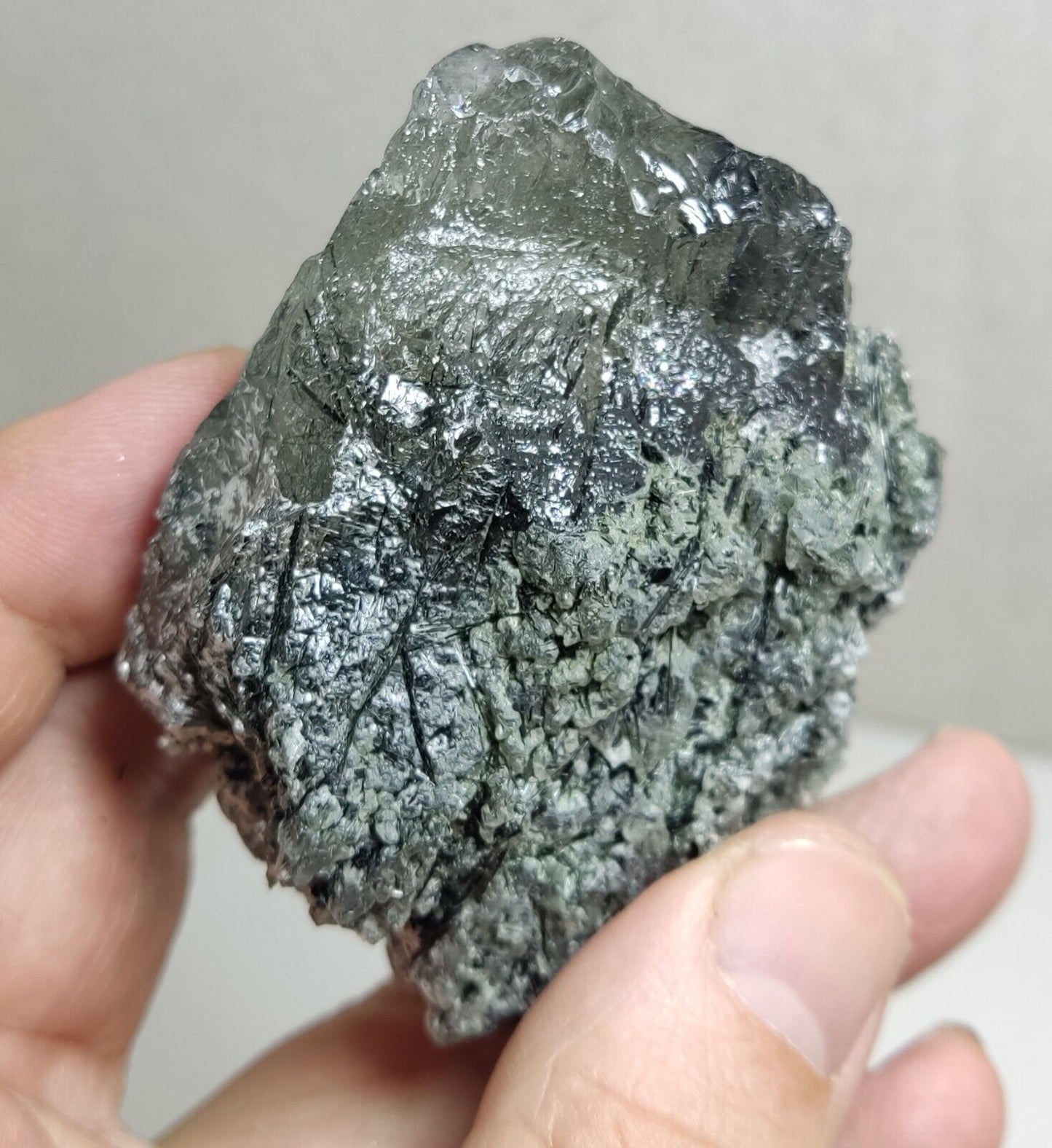 An Aesthetic Natural terminated etched Chlorite Quartz crystal specimen 179 gram