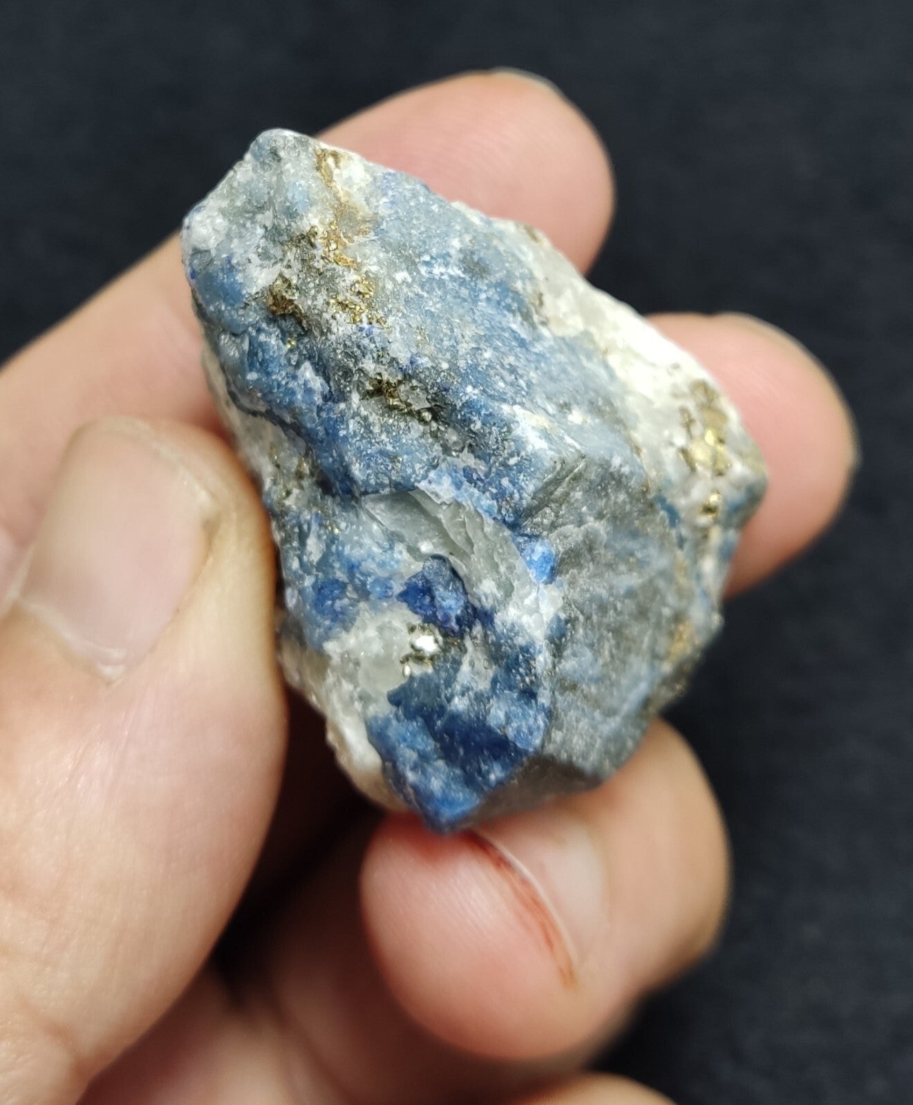 An Aesthetic specimen of fluorescent lazurite on matrix with pyrite 44 grams