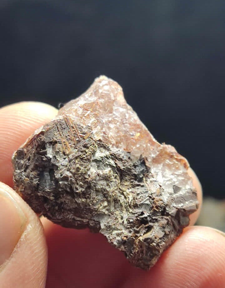 Natural Rutiles Quartz Siderite Specimen 9 Grams.