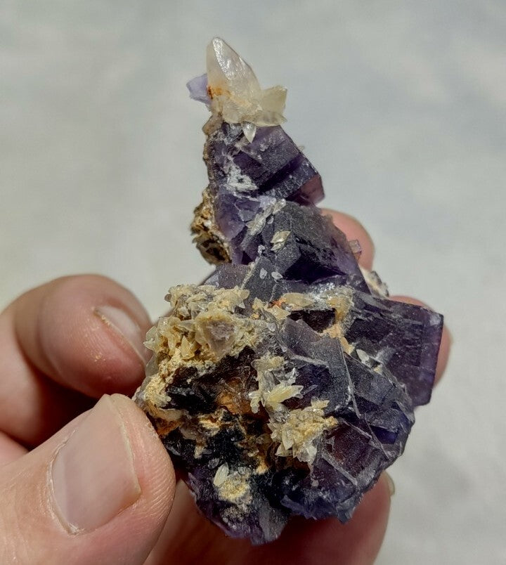 Small Purple Fluorite With Calcite 64 grams