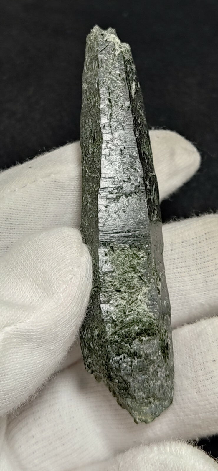 An Aesthetic Natural etched terminated Chlorite Quartz crystal specimen 39 grams