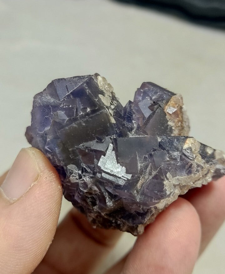 Natural Purple Fluorite with Calcite 124 grams