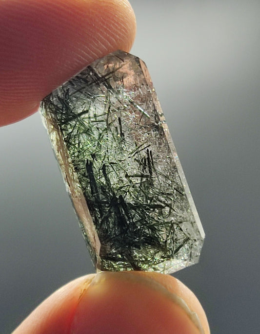 An Aesthetic Natural faceted aegirine quartz gemstone 46 carats