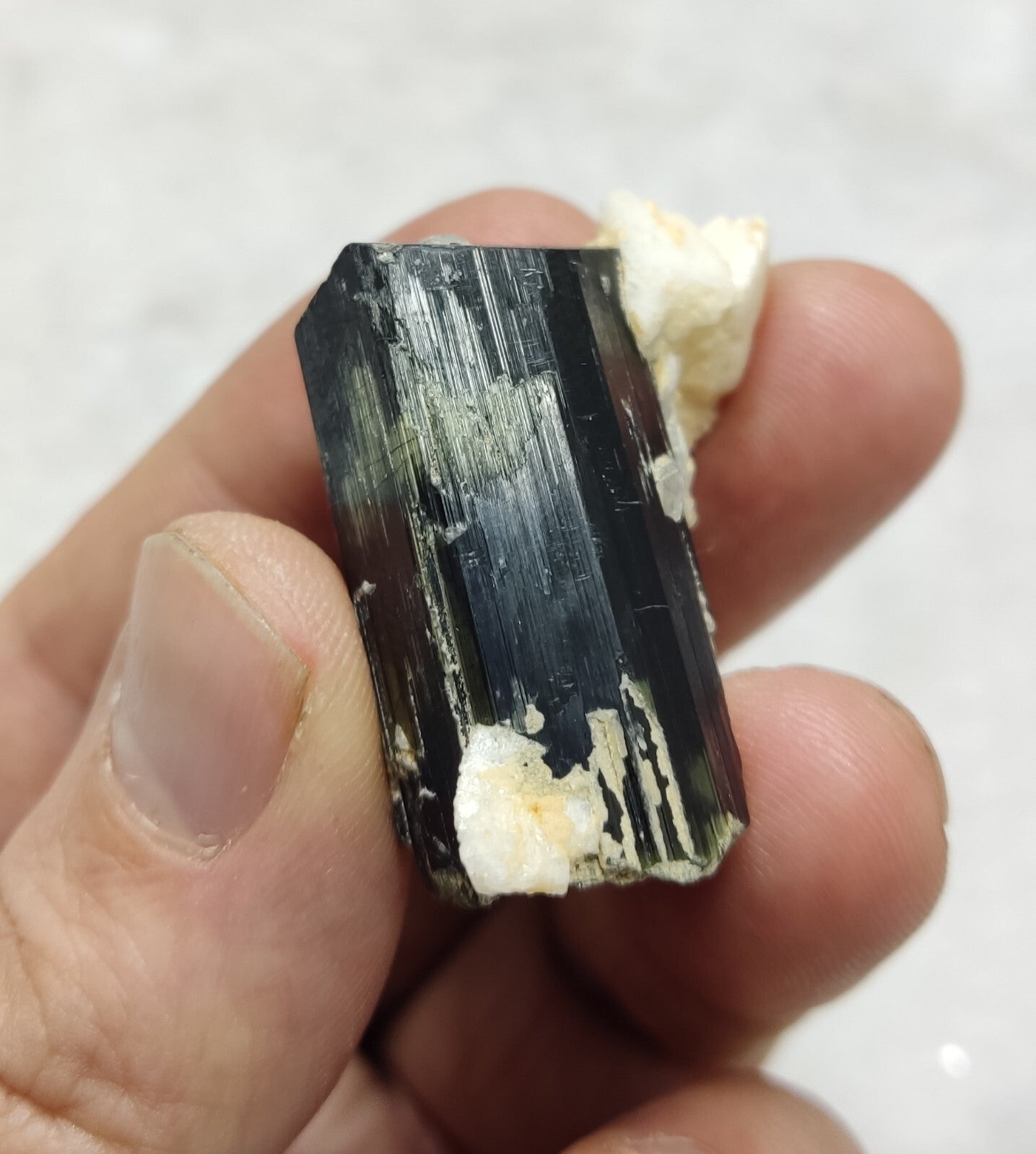 An Aesthetic Natural black Tourmaline specimen with albite 33 grams