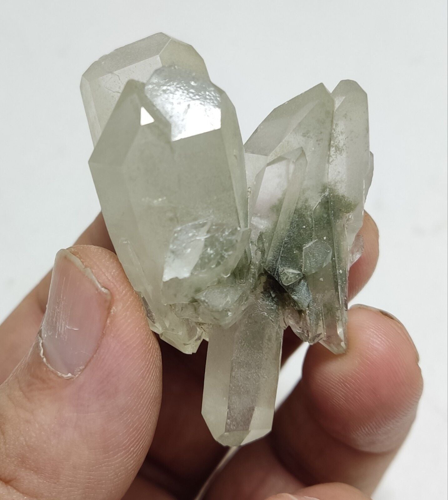 A very Aesthetic Natural beautifully terminated Chlorite Quartz cluster 42 grams