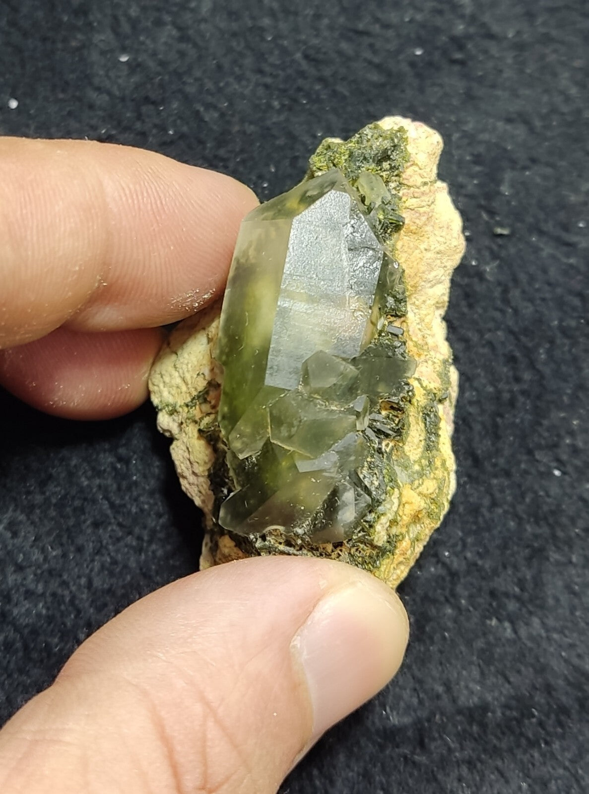 An Aesthetic terminated epidote Quartz specimen 42 grams