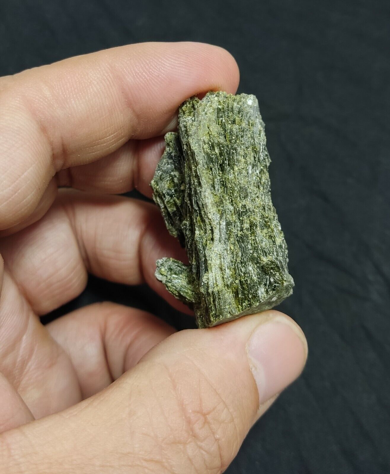 An aesthetic specimen of dark green color Epidote crystal spray 44 grams