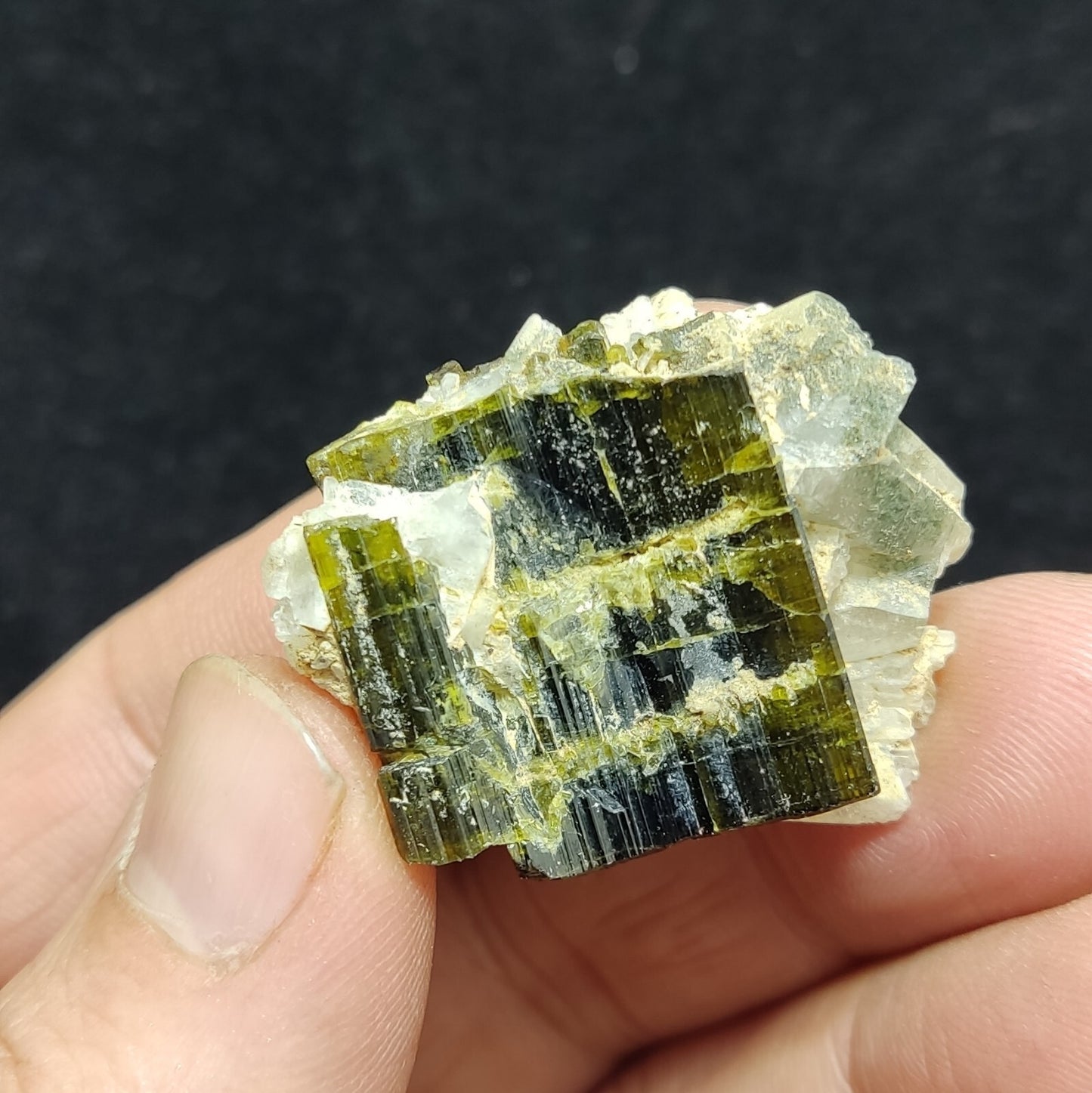 An Aesthetic Naturally terminated specimen of epidote with quartz 16 grams