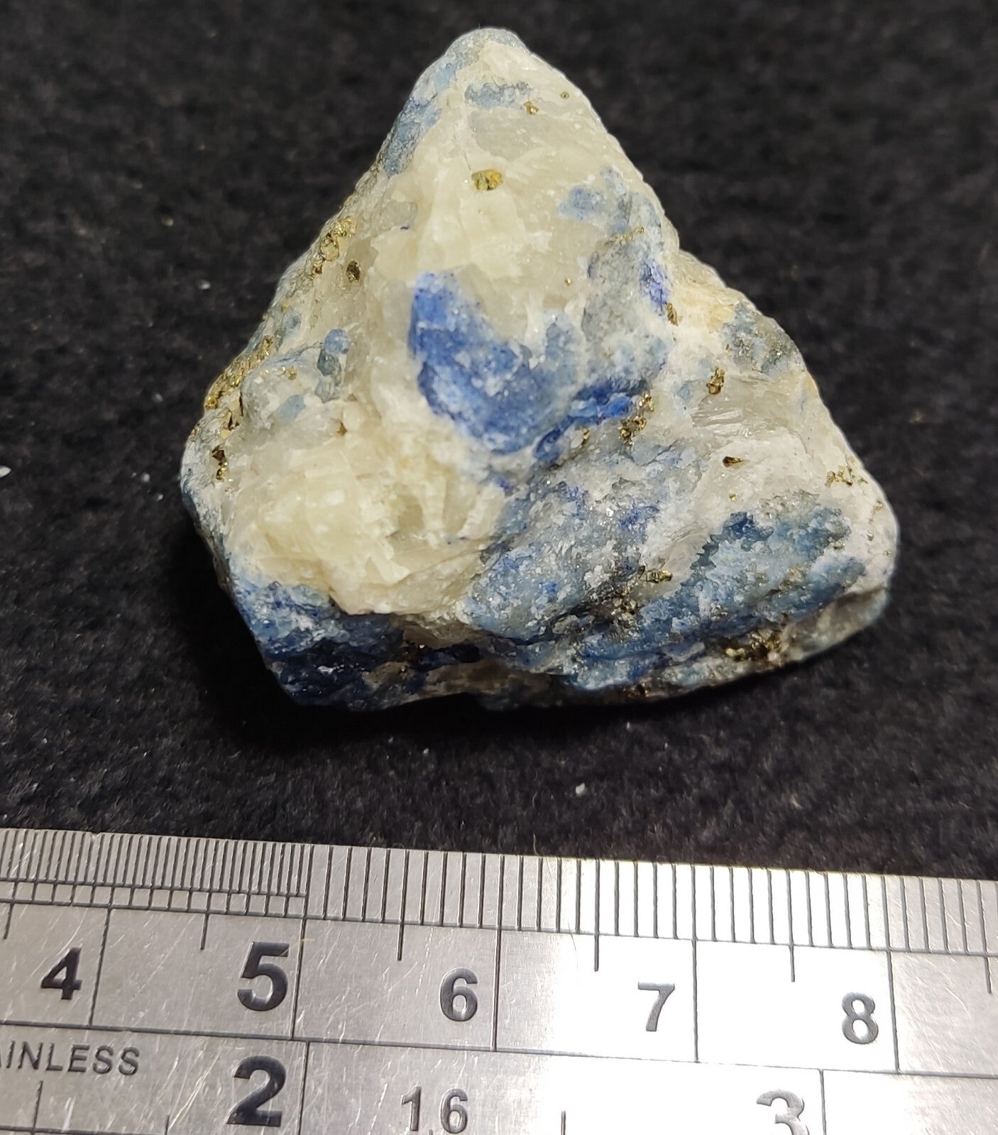 An Aesthetic specimen of fluorescent lazurite on matrix with pyrite 44 grams