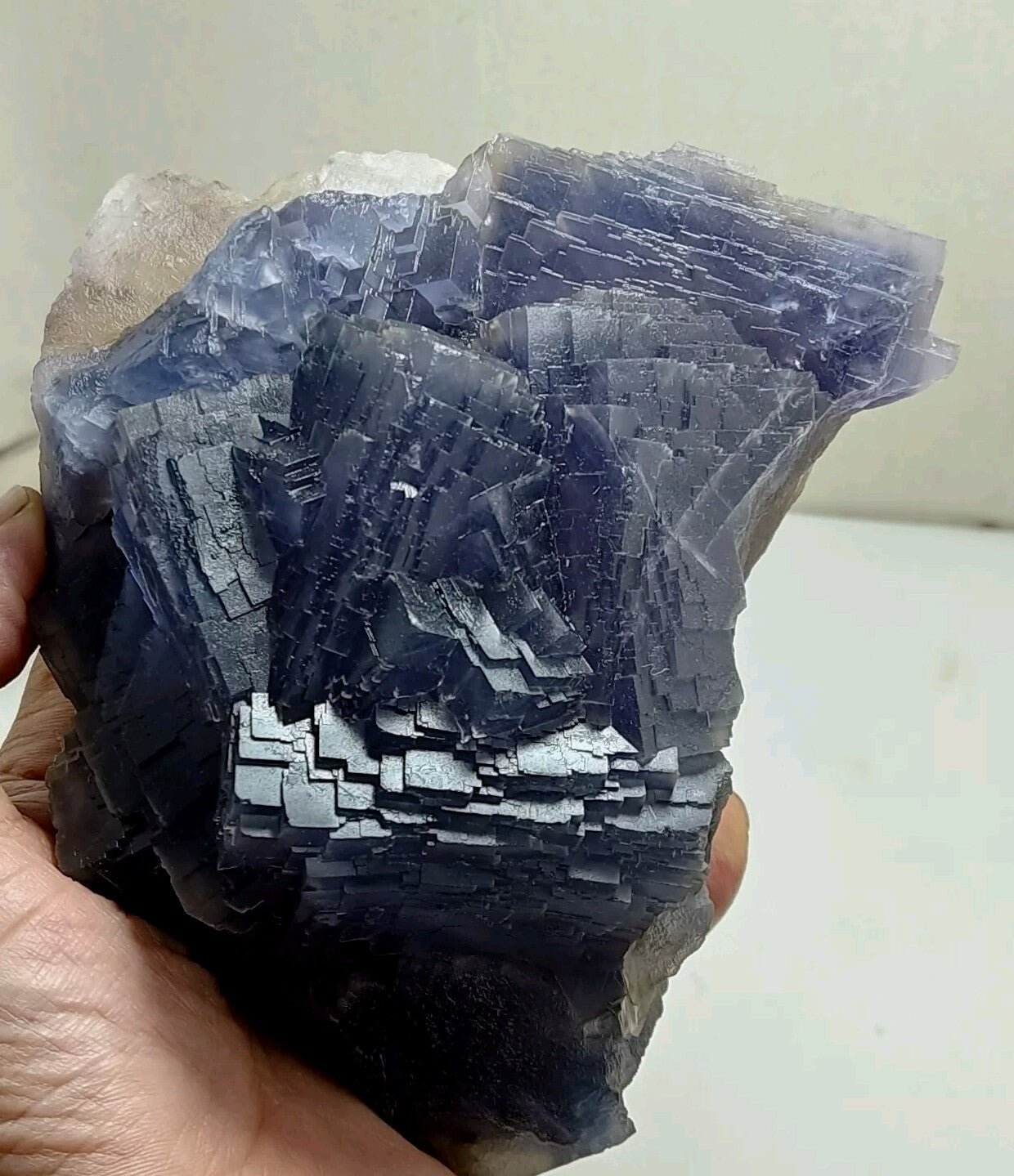 An amazing specimen of cubic dark bluish color Fluorite 1550 grams