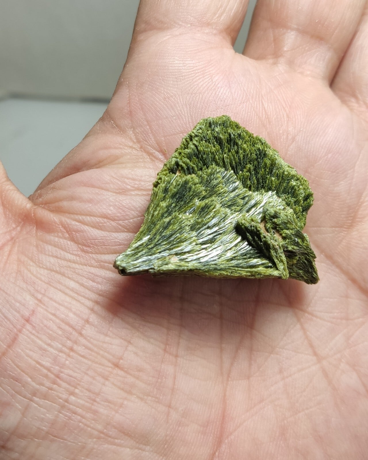 An aesthetic specimen of epidote crystal spray type 22 grams