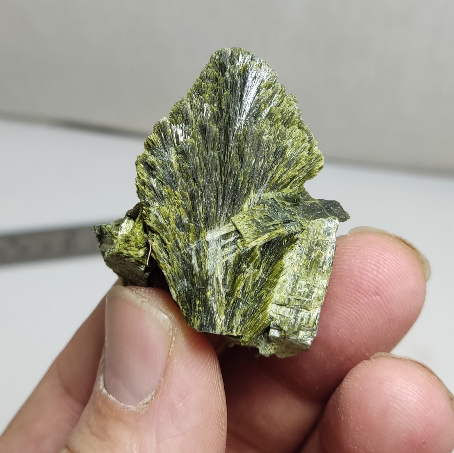 An aesthetic specimen of epidote crystal spray type 27 grams