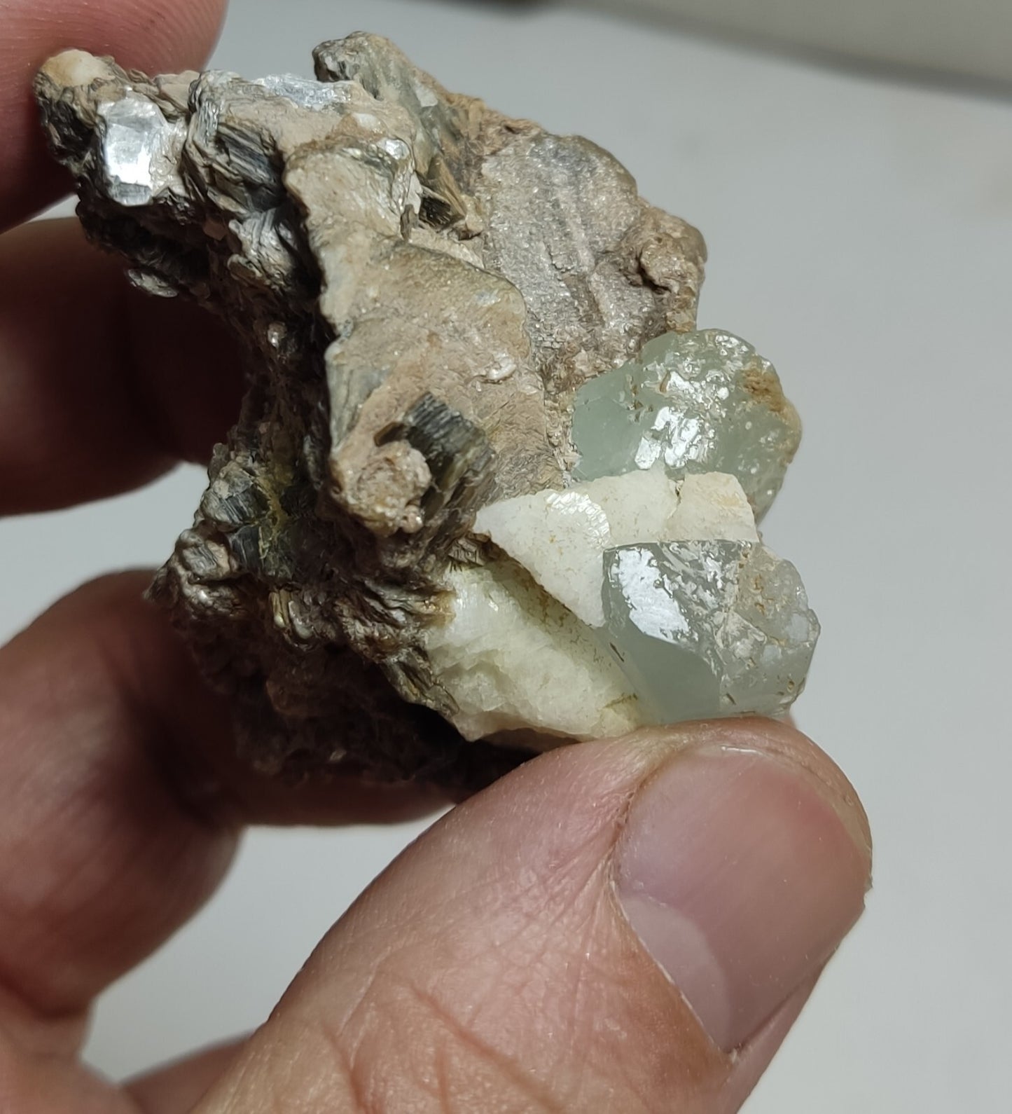 An Aesthetic specimen of aquamarine crystals on matrix 59 grams