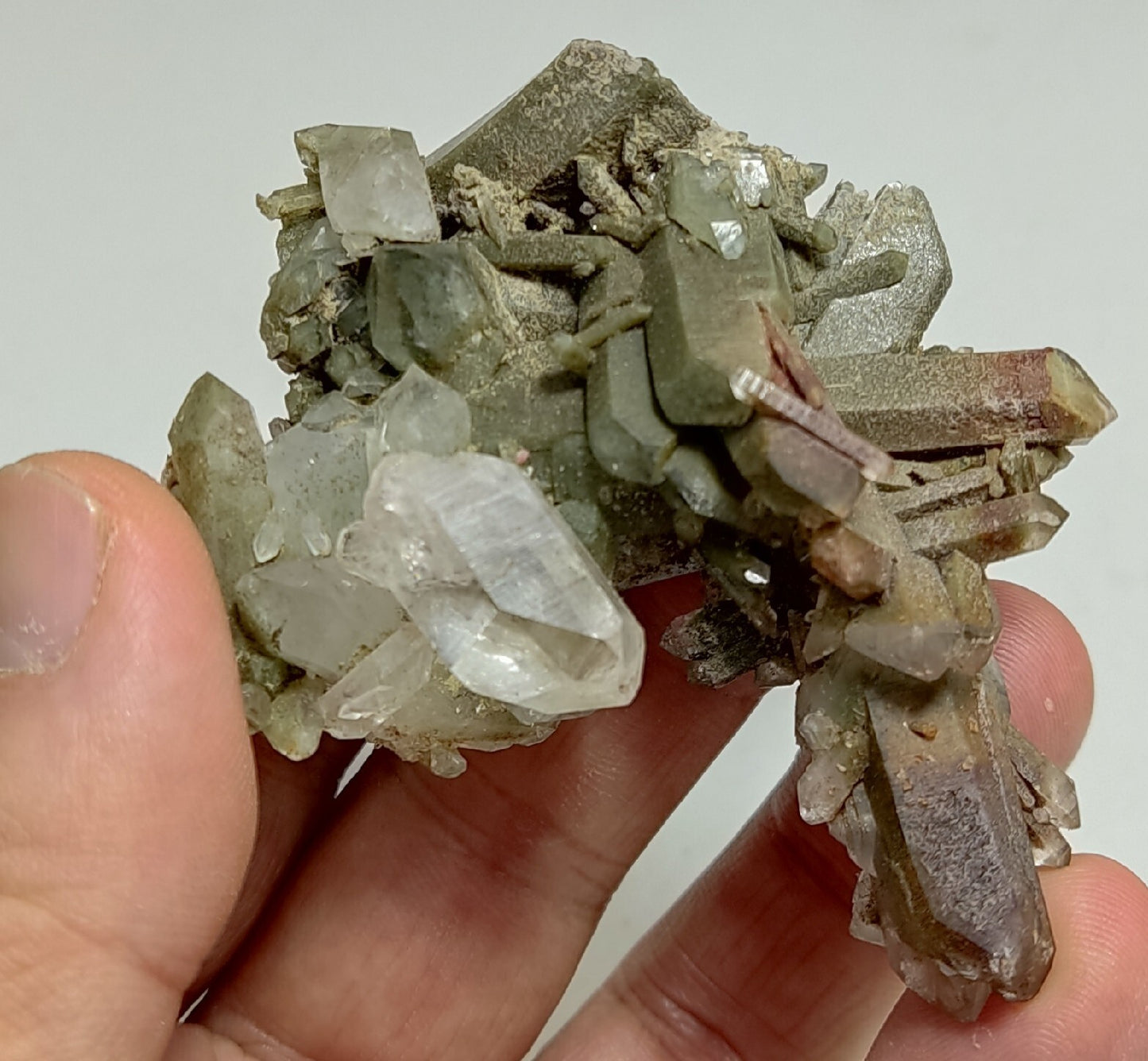 Chlorite Quartz cluster with iron inclusions 79 grams