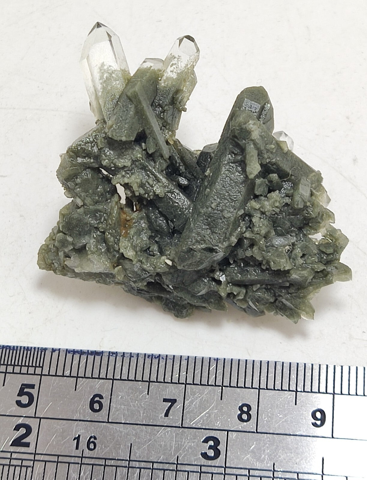 An Aesthetic miniature/thumbnail terminated chlorite Quartz cluster 15 grams