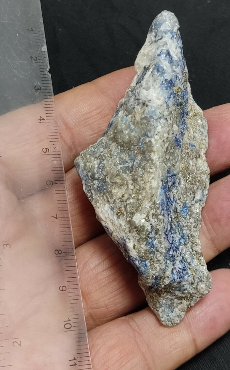 Amazing specimen of fluorescent sodalite-Lazurite on matrix with pyrite 119 gram