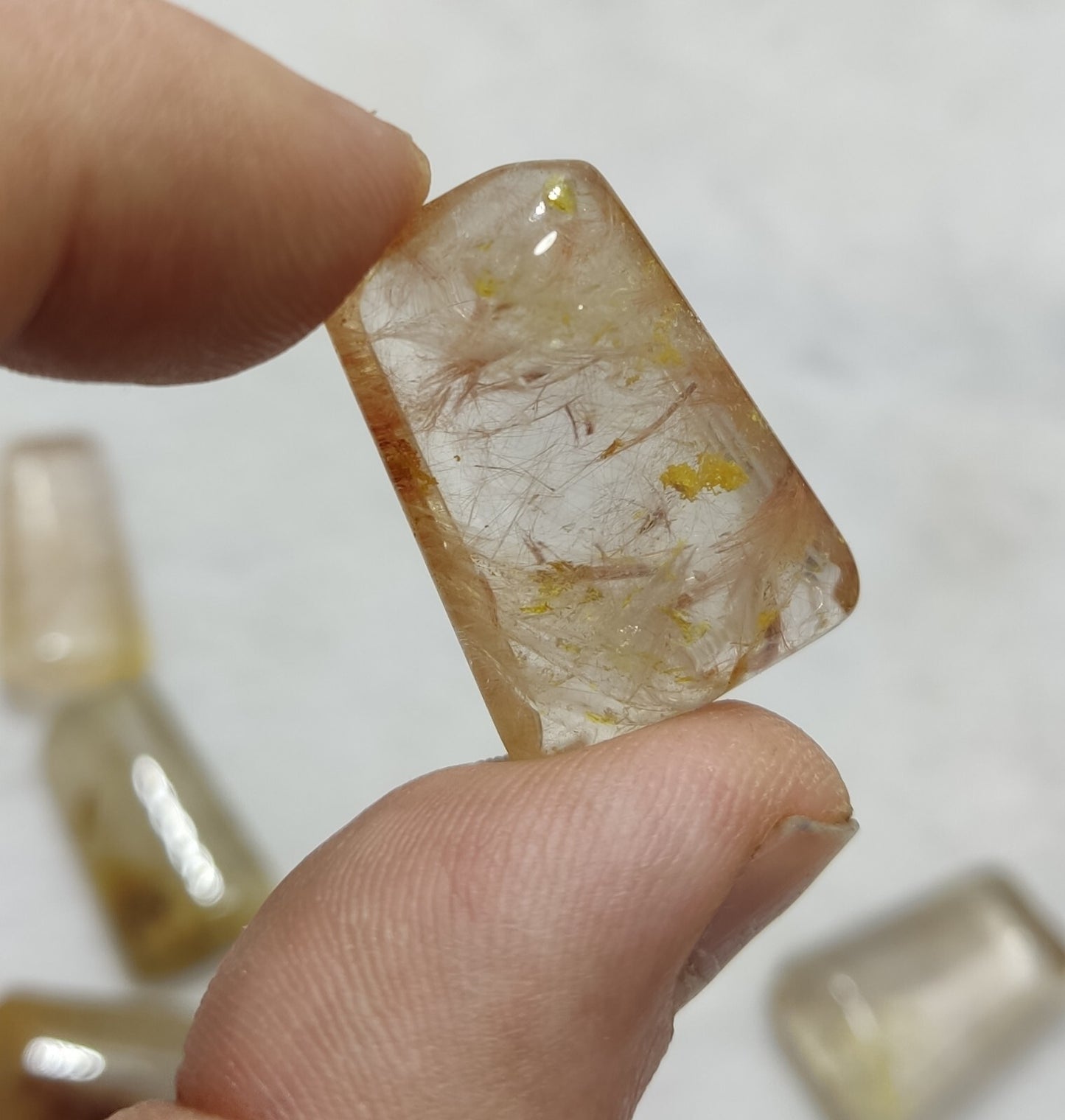 An amazing lot of Rutilated polished quartz tumbles 48 grams