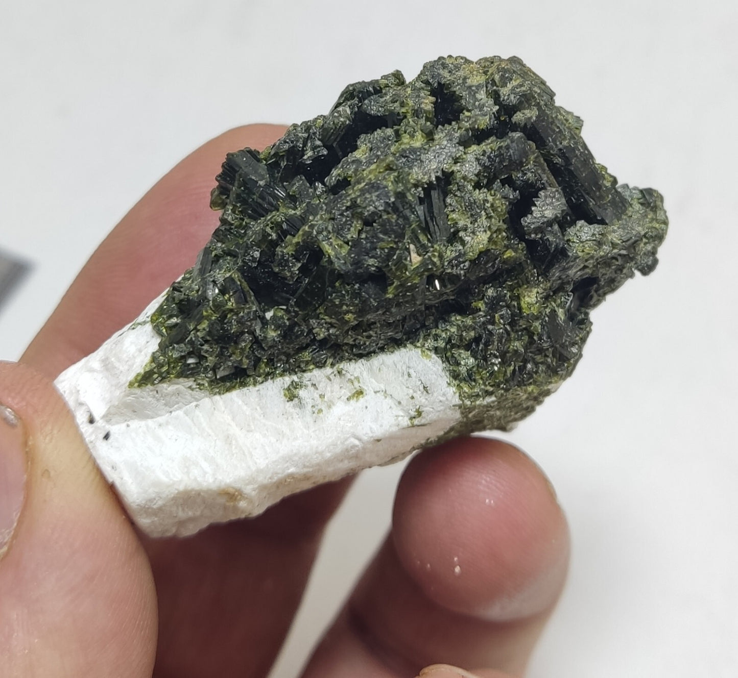 An Aesthetic specimen of epidote in matrix with andradite garnet 55 grams