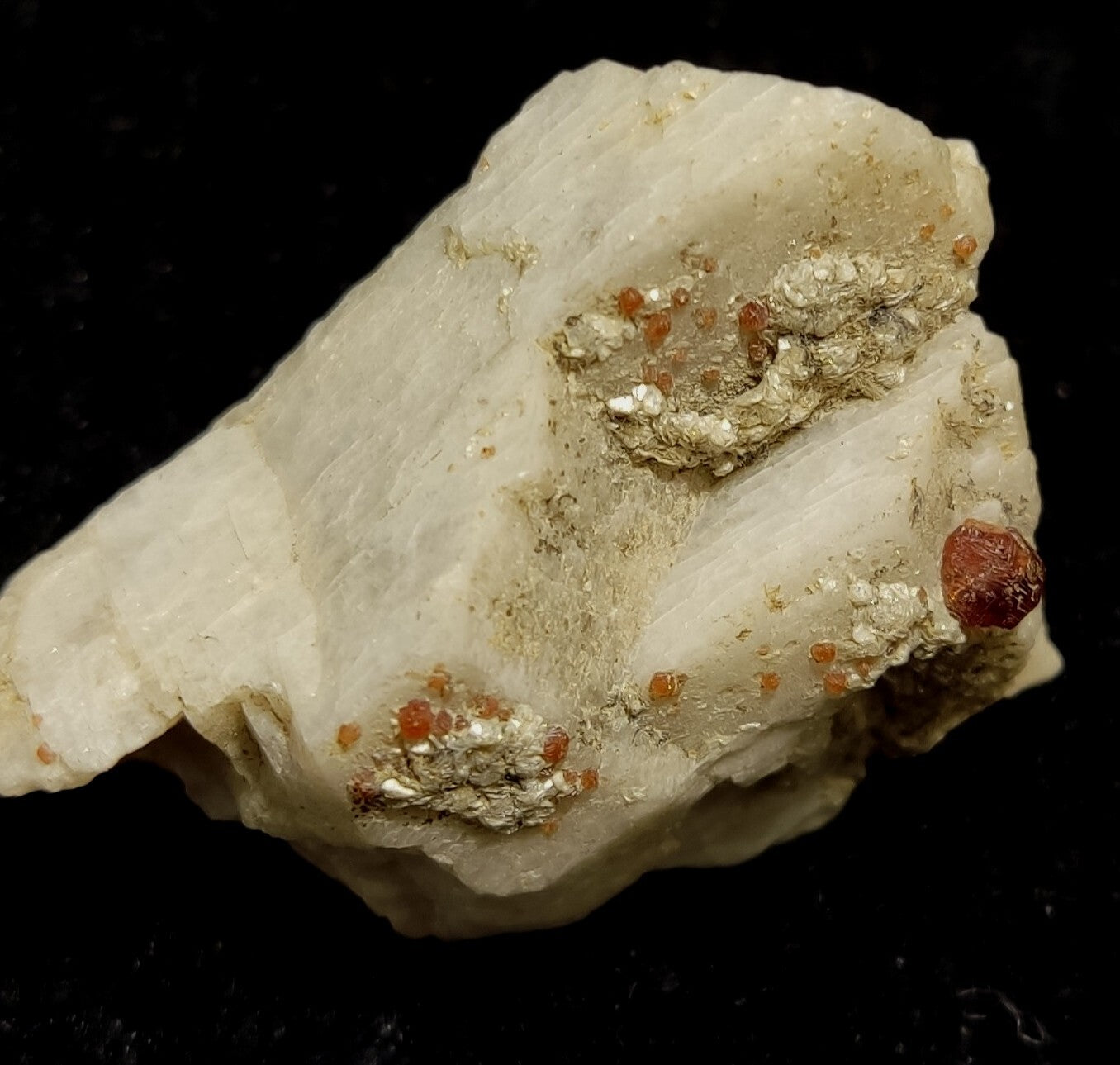 Small Sized Specimen Of Garnet Spessartine On Feldspar 34 grams
