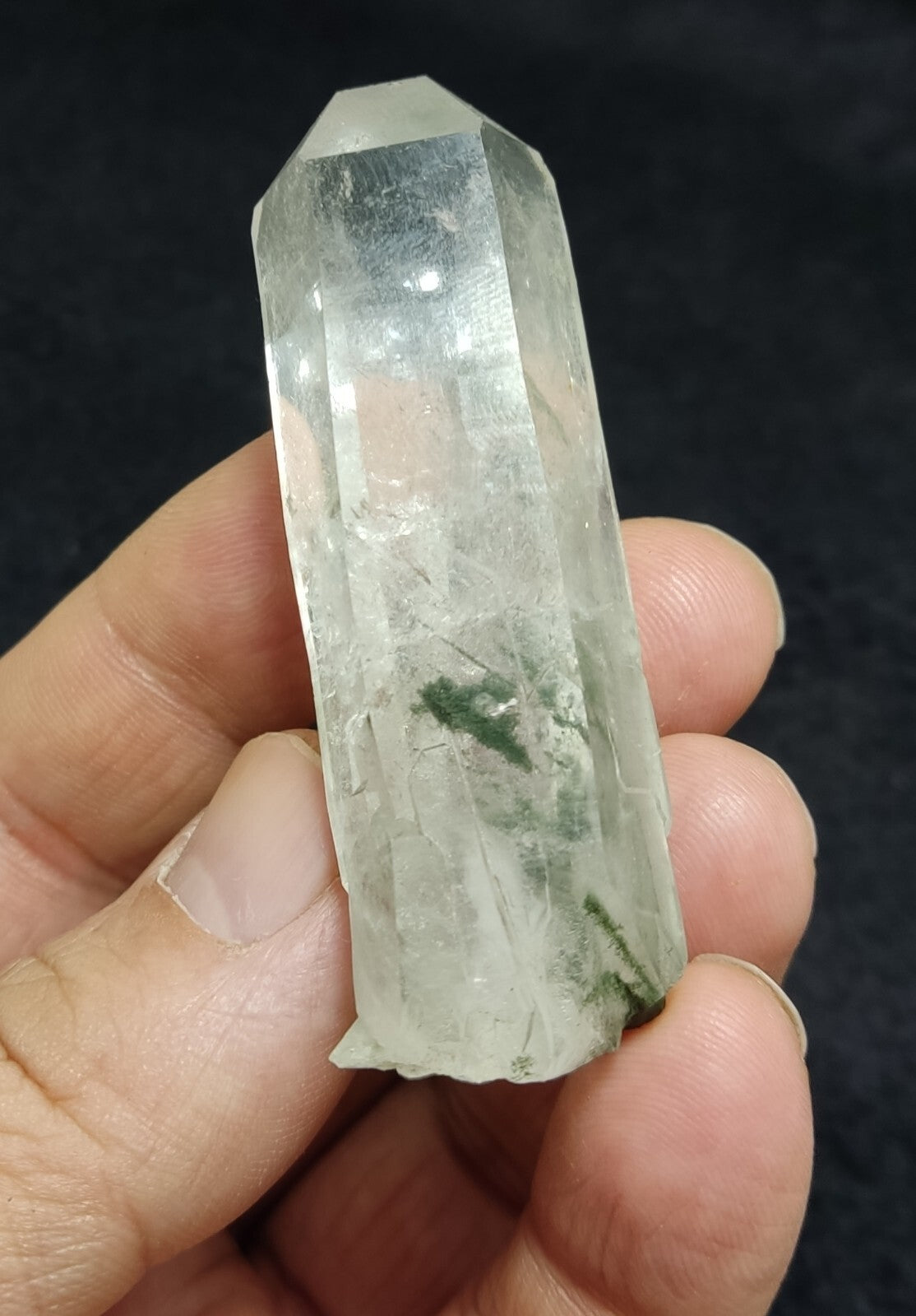 An Aesthetic Natural Quartz crystal with chlorite inclusions 49 grams