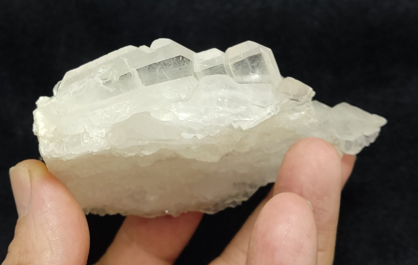 An aesthetic specimen of terminated faden Quartz crystals cluster 197 grams