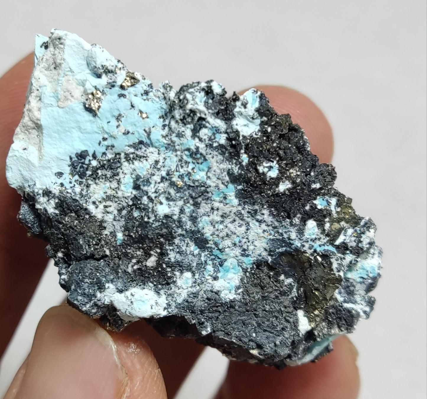Natural turquoise in matrix with Pyrite 54 grams