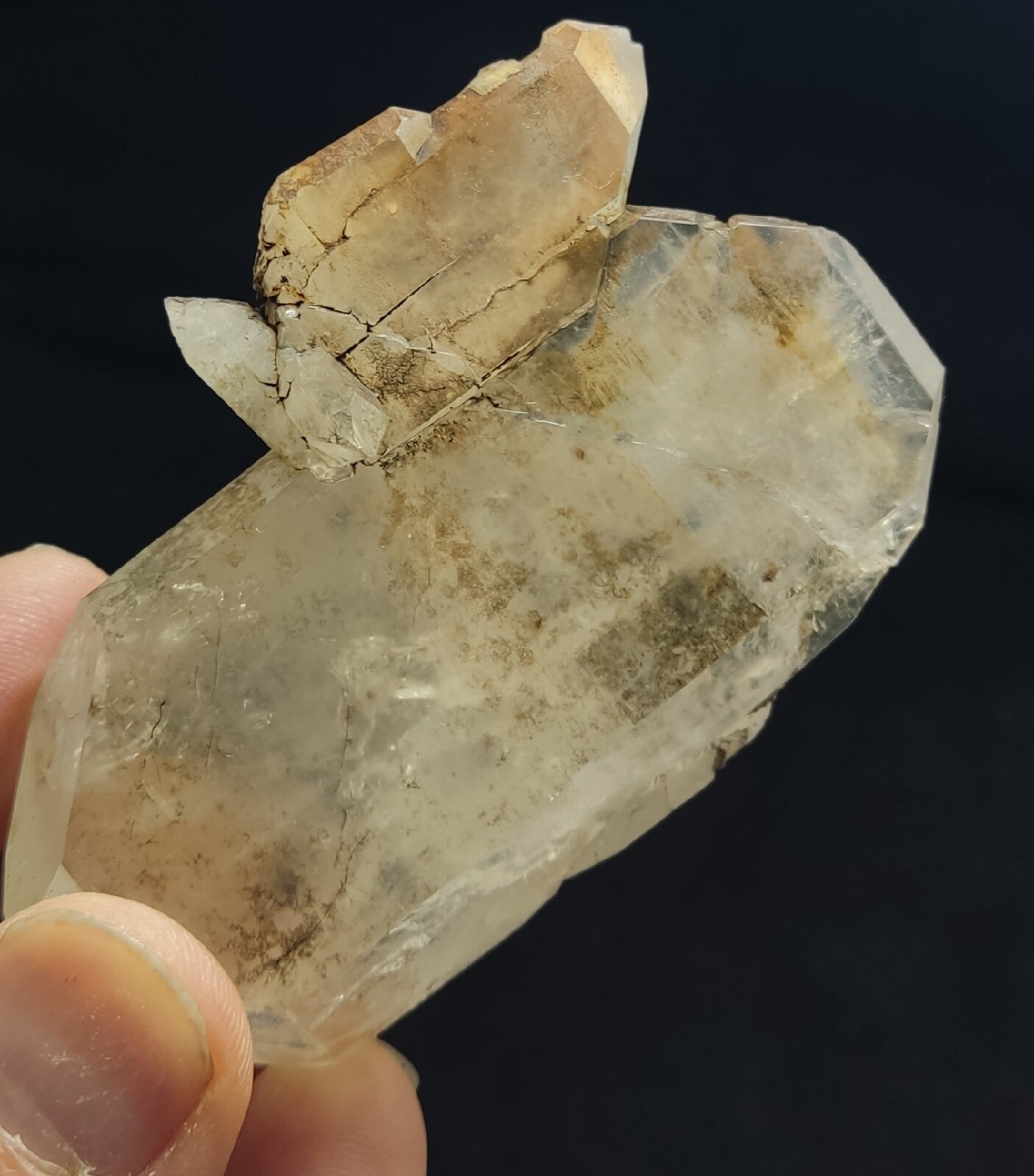 Chlorite/iron quartz crystal Natural floater tabular double terminated  85 grams