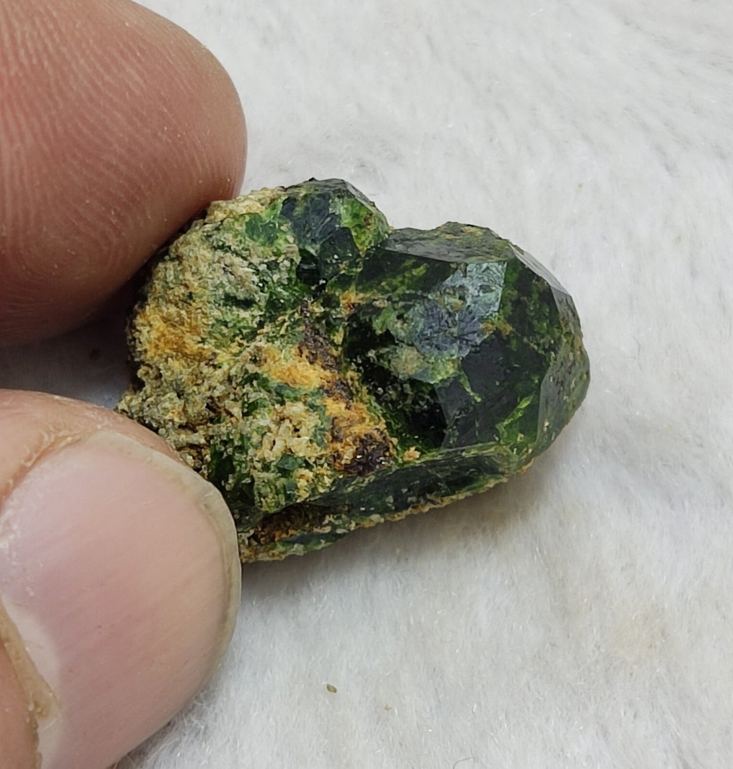 An Aesthetic specimen of garnet variety demantoid crystal 7  grams