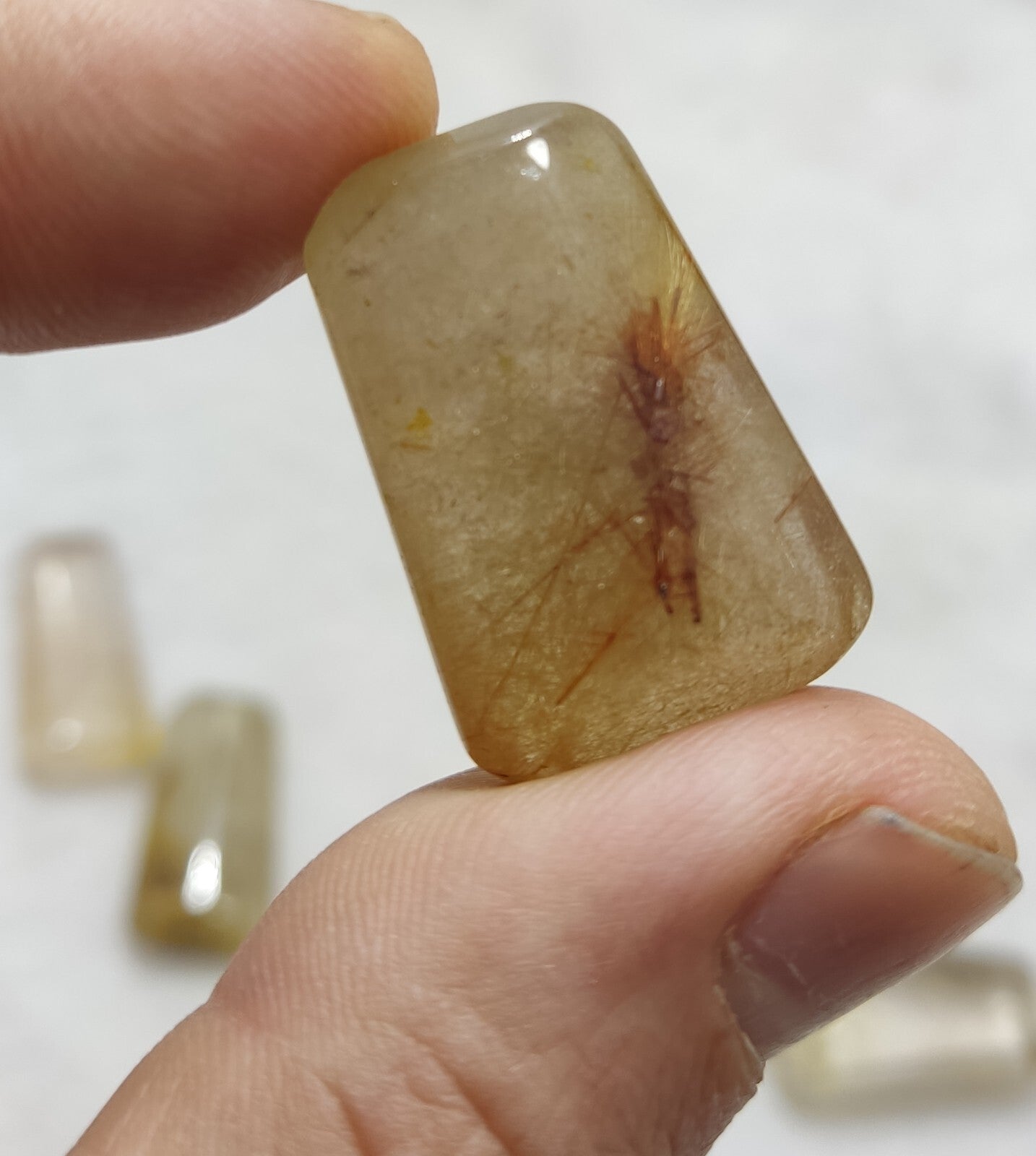 An amazing lot of Rutilated polished quartz tumbles 48 grams