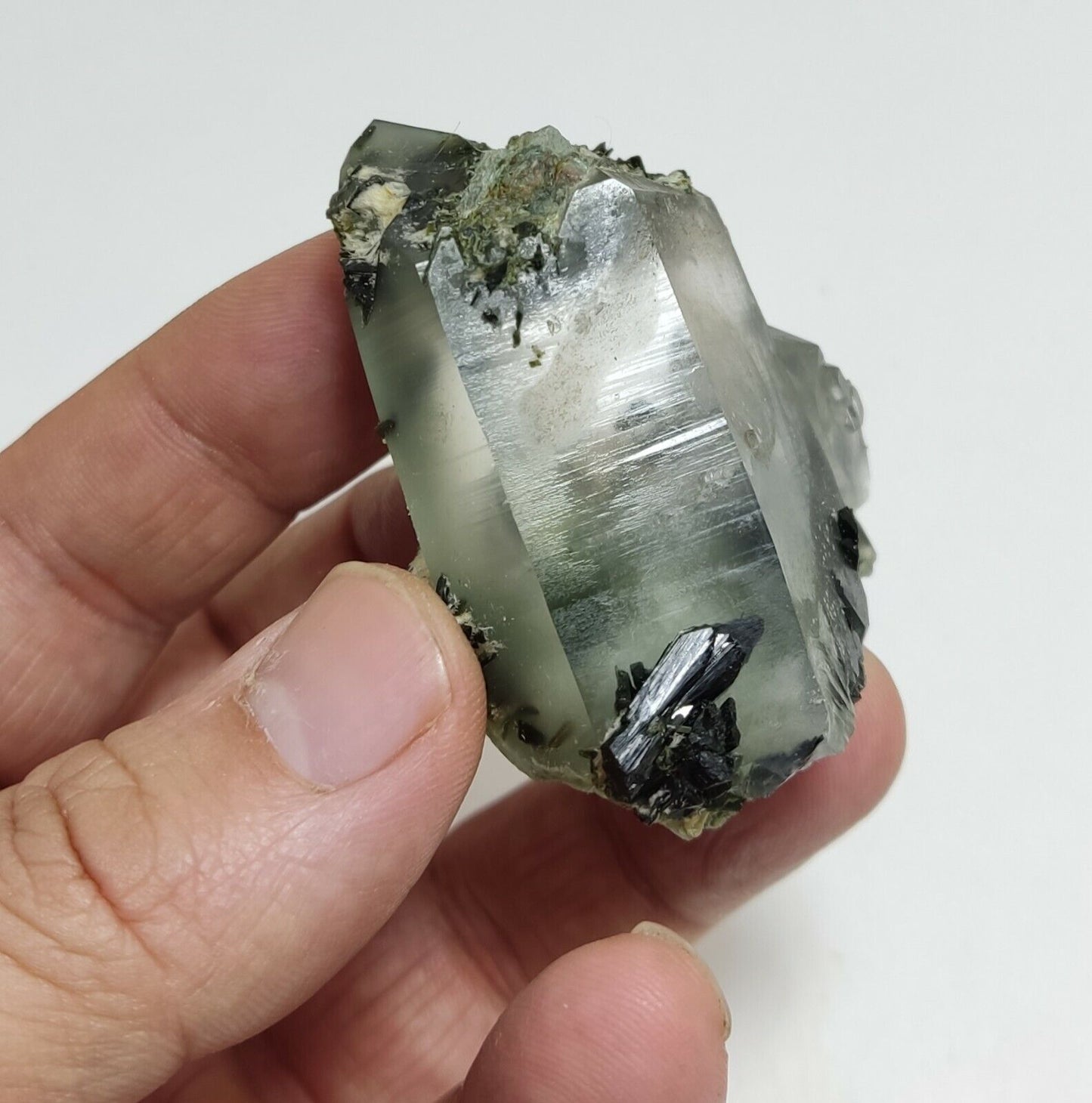 An aesthetic specimen of Epidote quartz cluster 86 grams