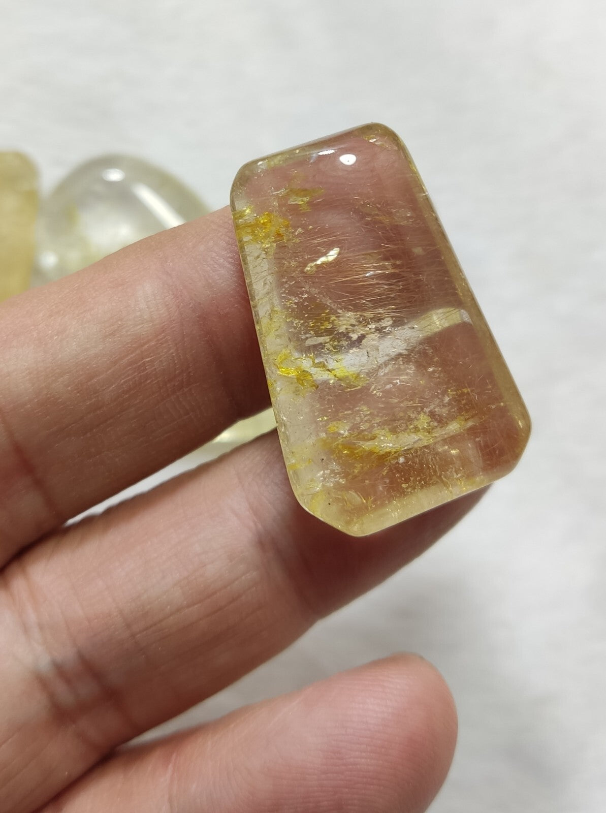 An amazing lot of Rutilated polished quartz tumbles 45 grams