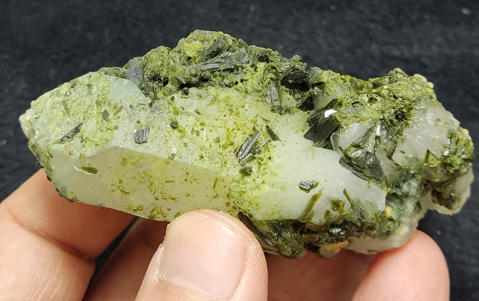 An Aesthetic terminated epidote Quartz specimen 111 grams