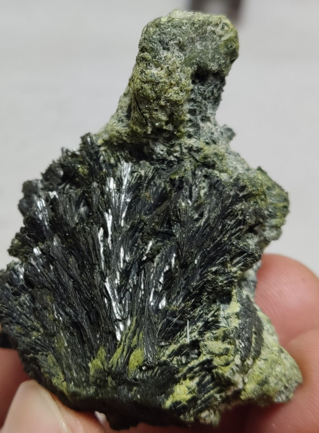An aesthetic specimen of epidote crystal spray type 66 grams