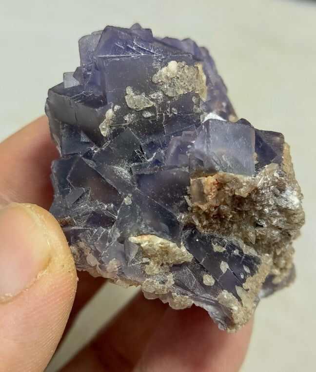 Natural Purple Fluorite with Calcite 124 grams