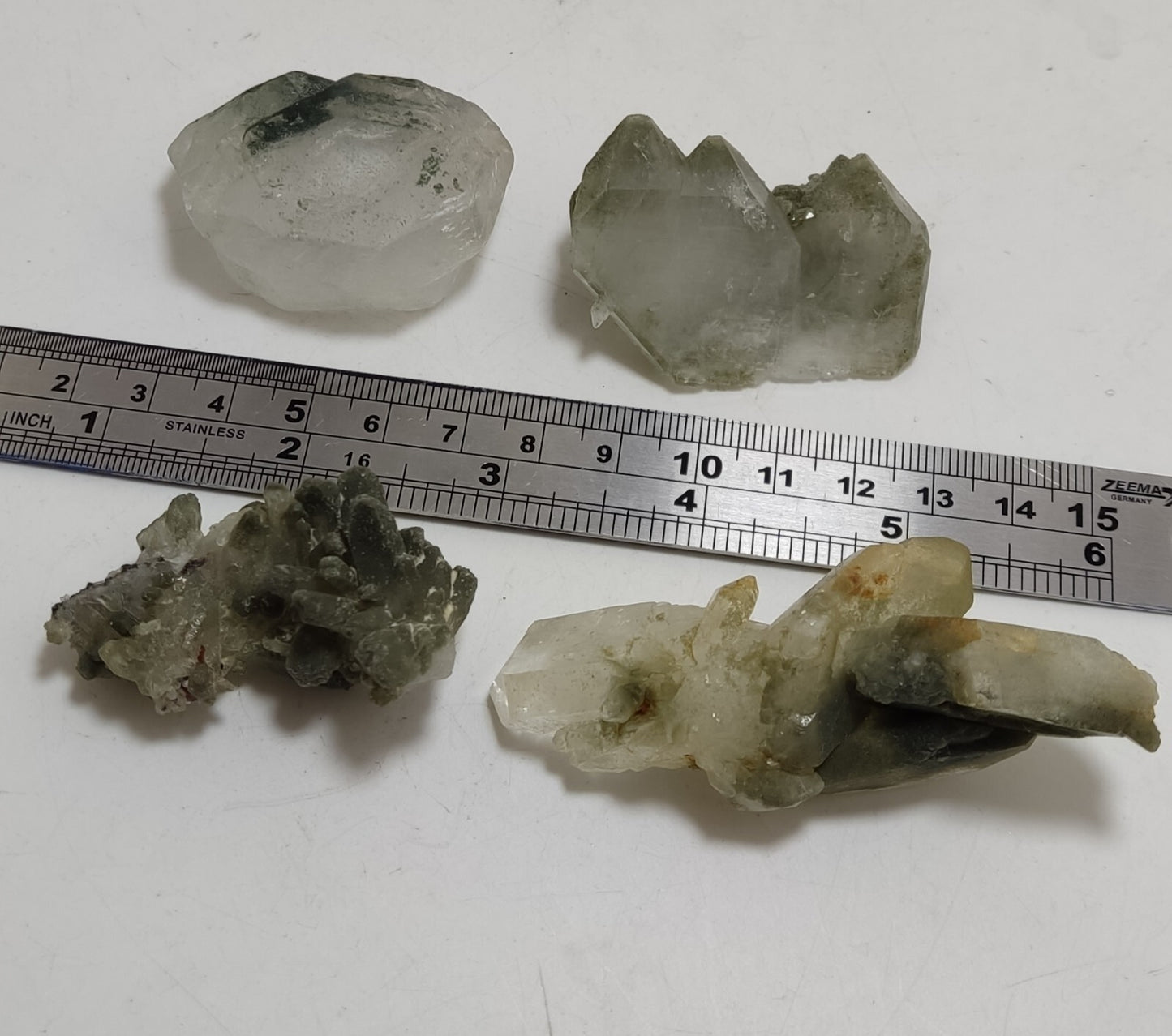 An Aesthetic terminated chlorite Quartz clusters lot of  4 specimens