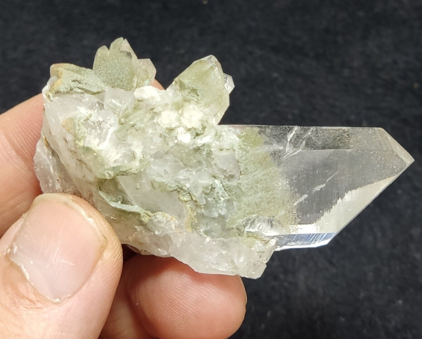 A very Aesthetic Natural beautifully terminated Chlorite Quartz cluster 37 grams