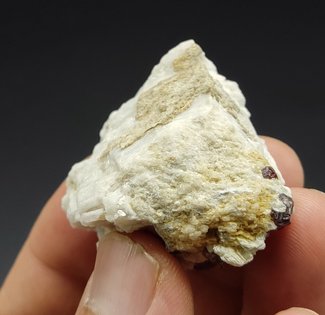 An aesthetic specimen of spessartine garnets on albite/feldspar 45 grams